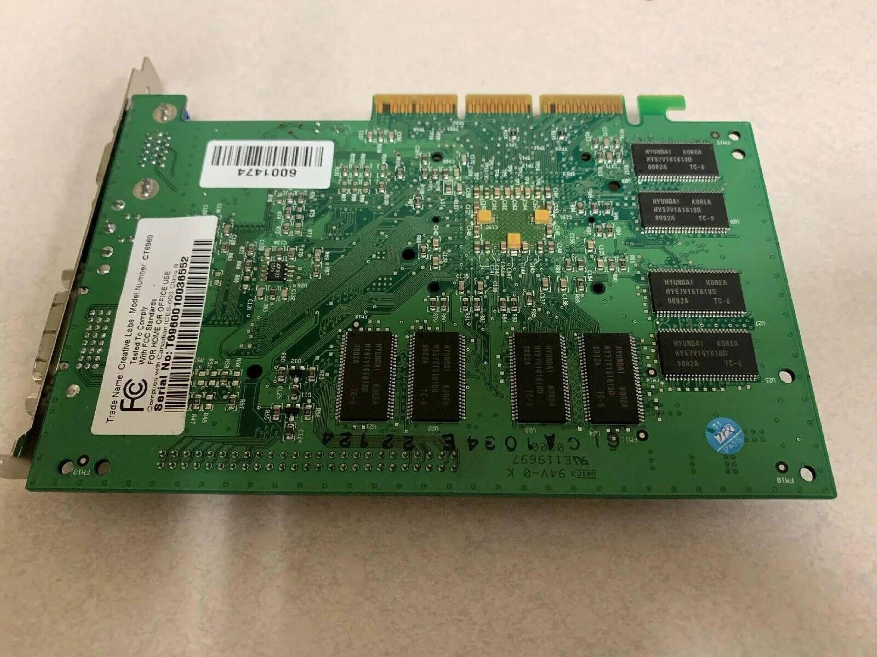 CREATIVE LABS CT6960 DEFECTIVE 32MB AGP NVIDIA VIDEO CARD