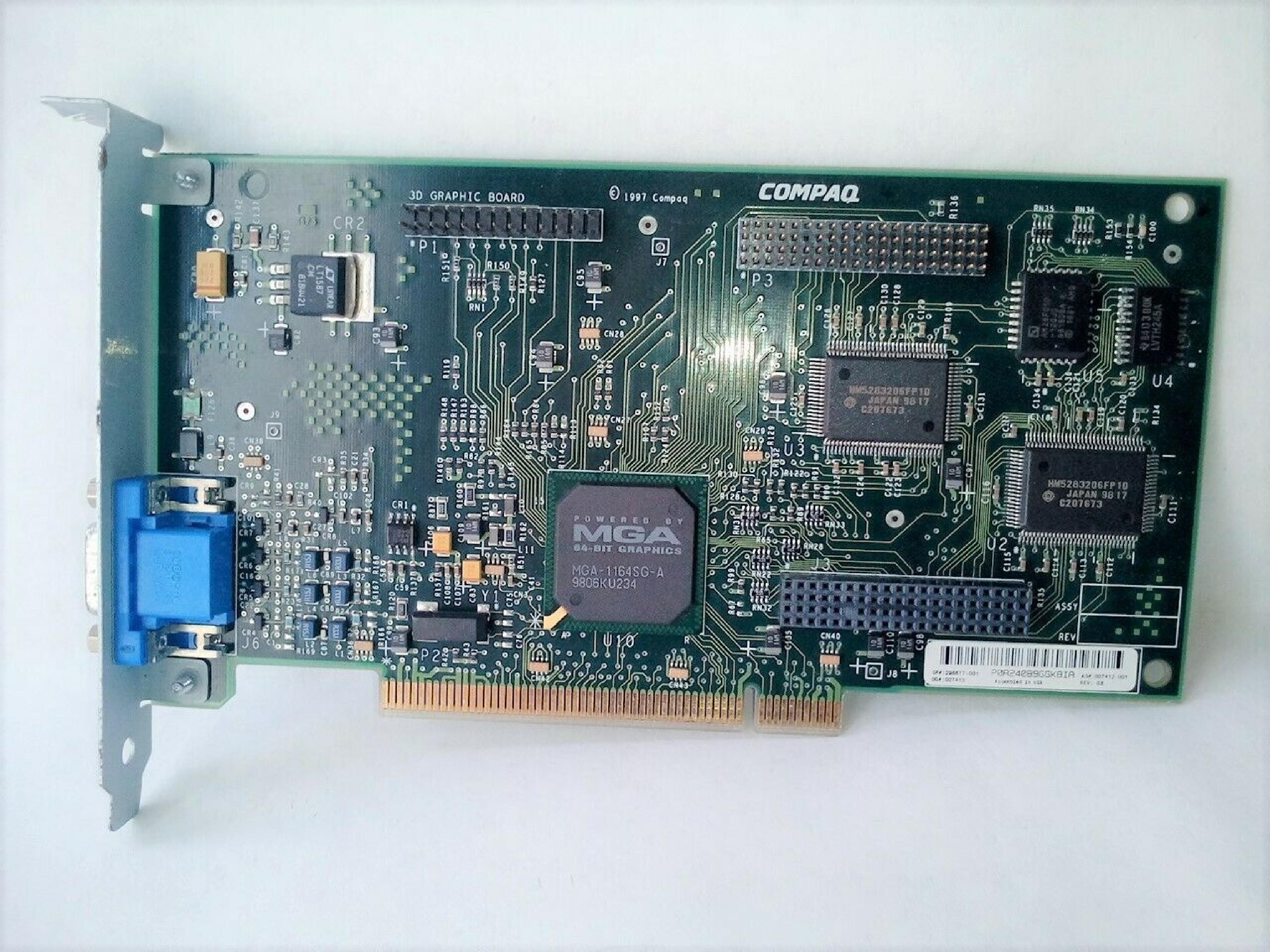COMPAQ / HEWLETT PACKARD / HP 296677-001 PCI VIDEO CARD POWERED BY MGA 64-BIT GRAPHICS