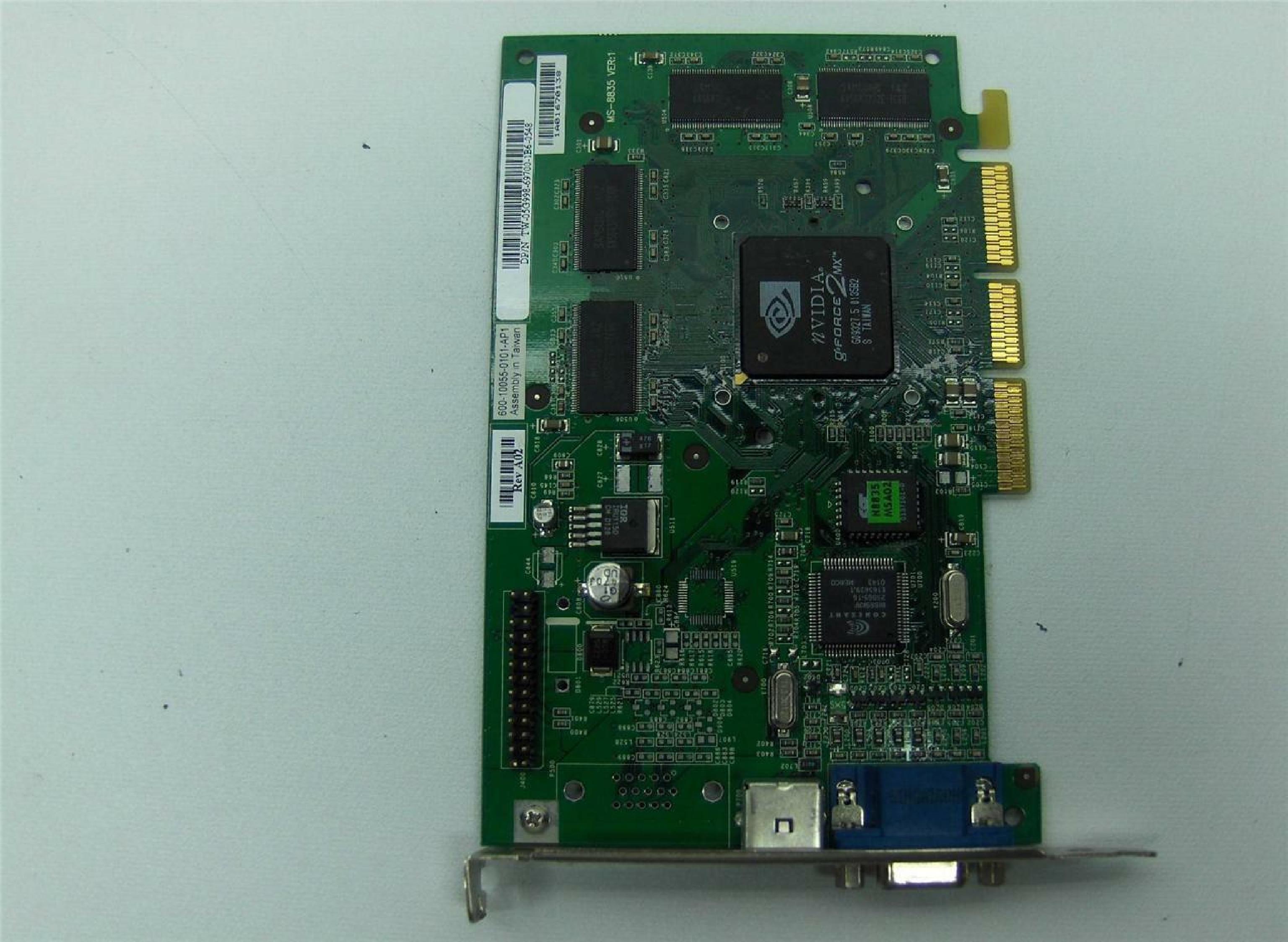 NVIDIA MS-8835 32MB AGP VIDEO CARD WITH VGA AND TV OUT OUTPUTS