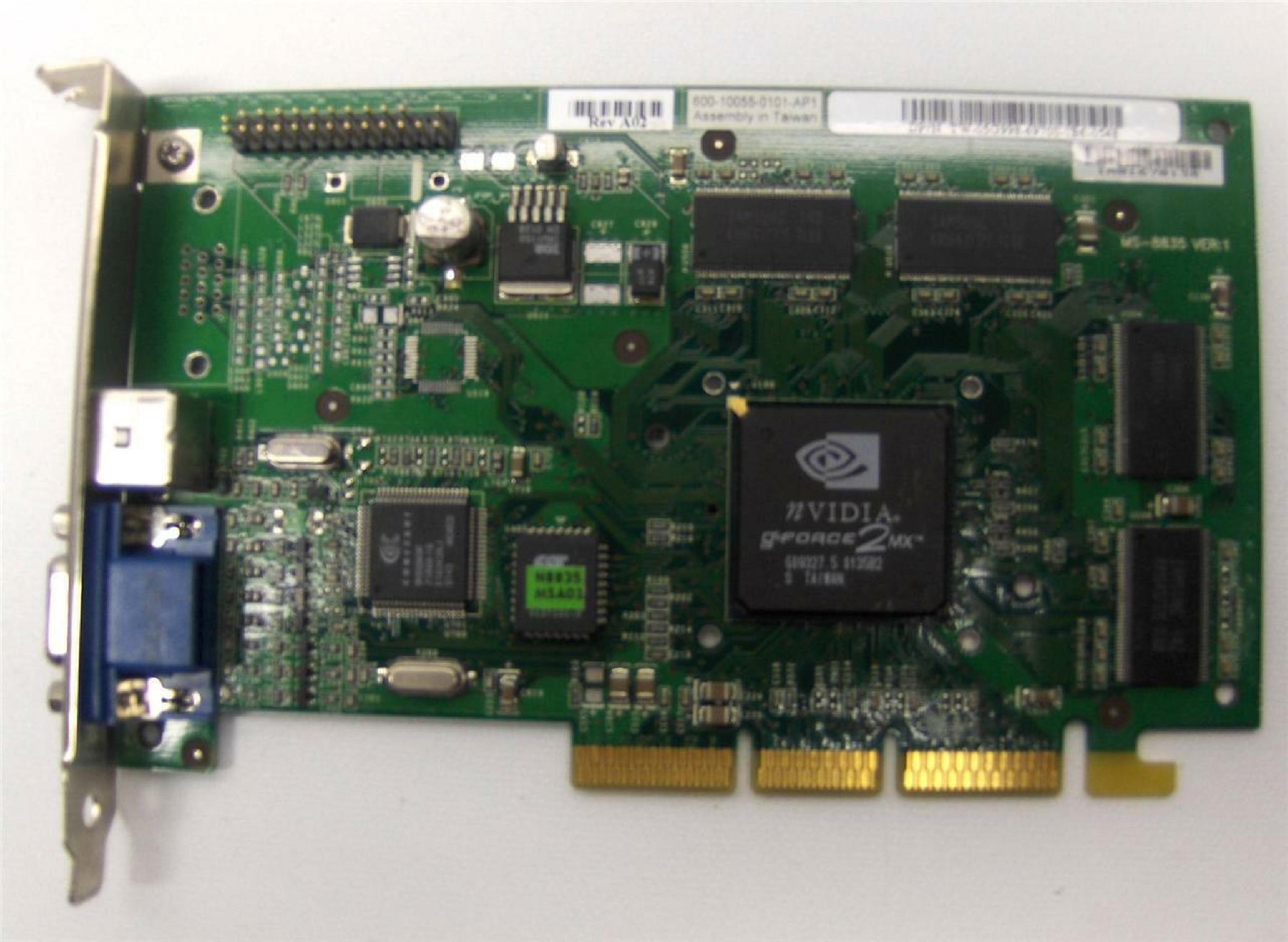 NVIDIA MS-8835 32MB AGP VIDEO CARD WITH VGA AND TV OUT OUTPUTS