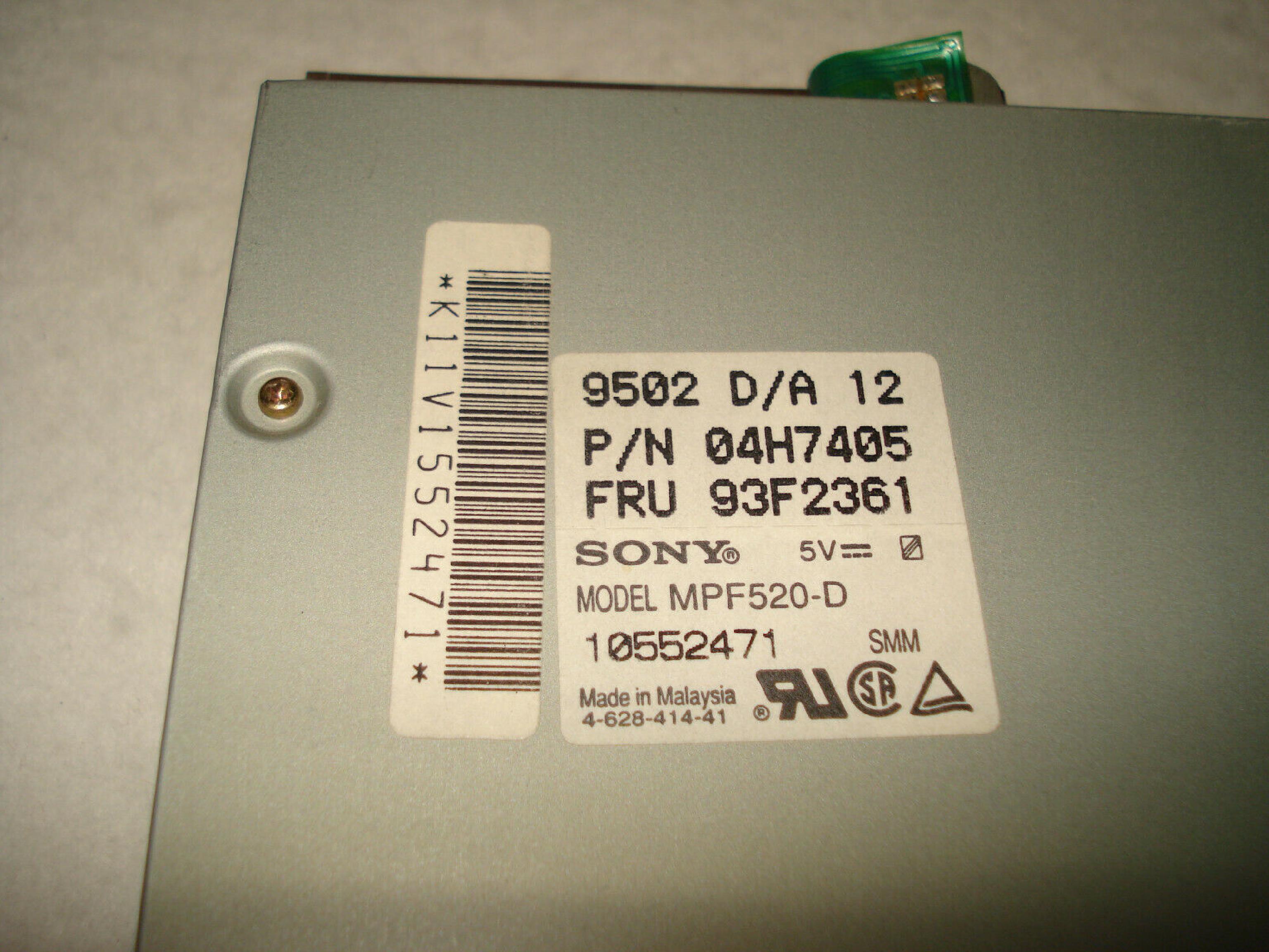 SONY MPF520-D WHITE FACE 1.44 FLOPPY DRIVE