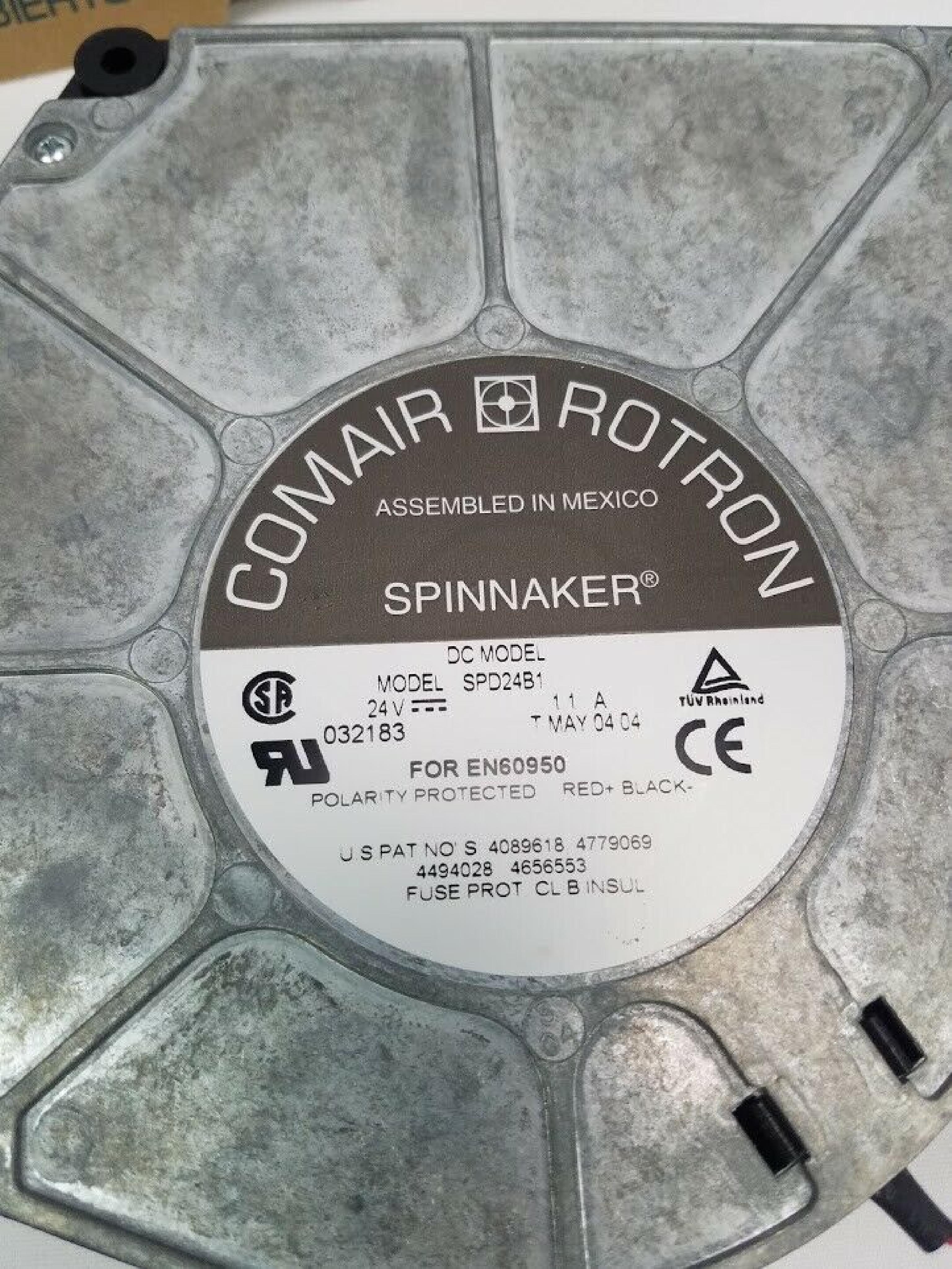COMAIR ROTRON SPD24B1 SPINNACKER FAN 24VDC 1.1A 60CFM FOR PARTS INCOMPLET SPINNAKER 1.1AMP SPD24B1