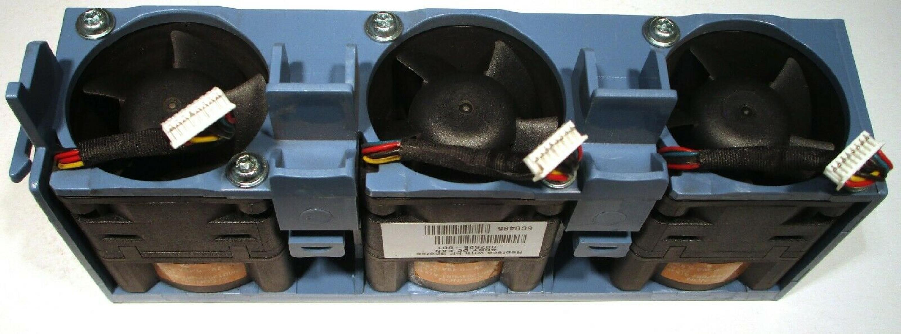 SUNON / HEWLETT PACKARD / HP 307525-001 3X 12V DC 0.49/5.9WATT FAN ASSEMBLY UNIT 0.49AMP 5.9WATT 40 X 48MM 7 WIRE SERVER TRAY W/3X FANS 307525-001