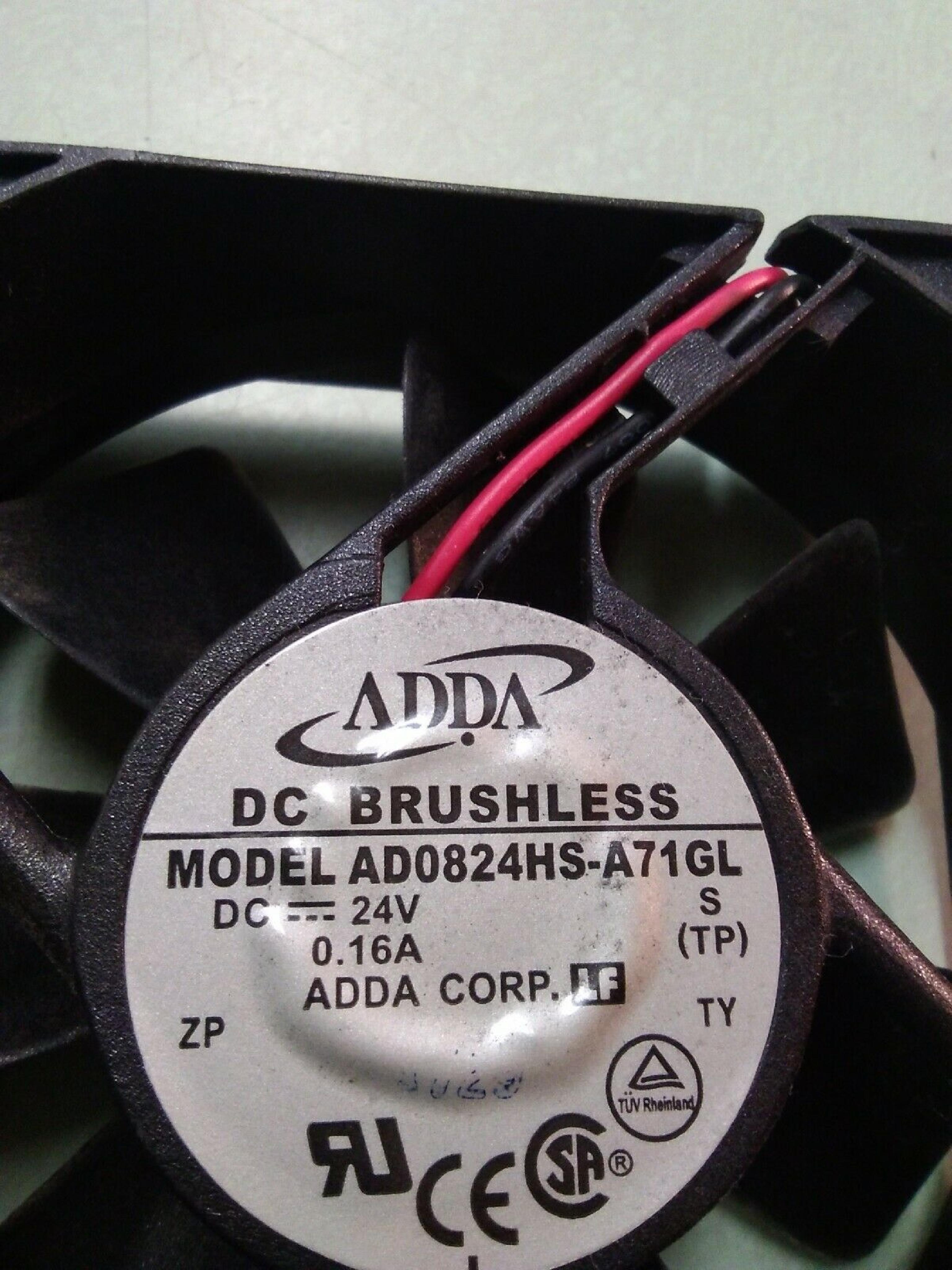 ADDA CORP. AD0824HS-A71GL DC BRUSHLESS DC 24V 0.16AMP 25 X 80 X 80MM