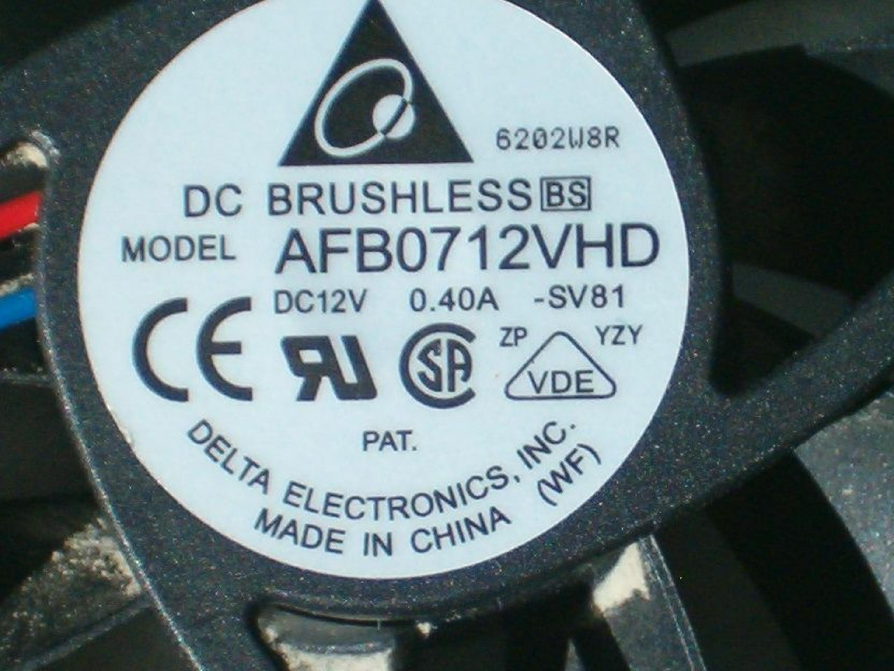 DELTA ELECTRONICS INC AFB0712VHD DELTA DC BRUSHLESS FAN DC12V 0.40A,