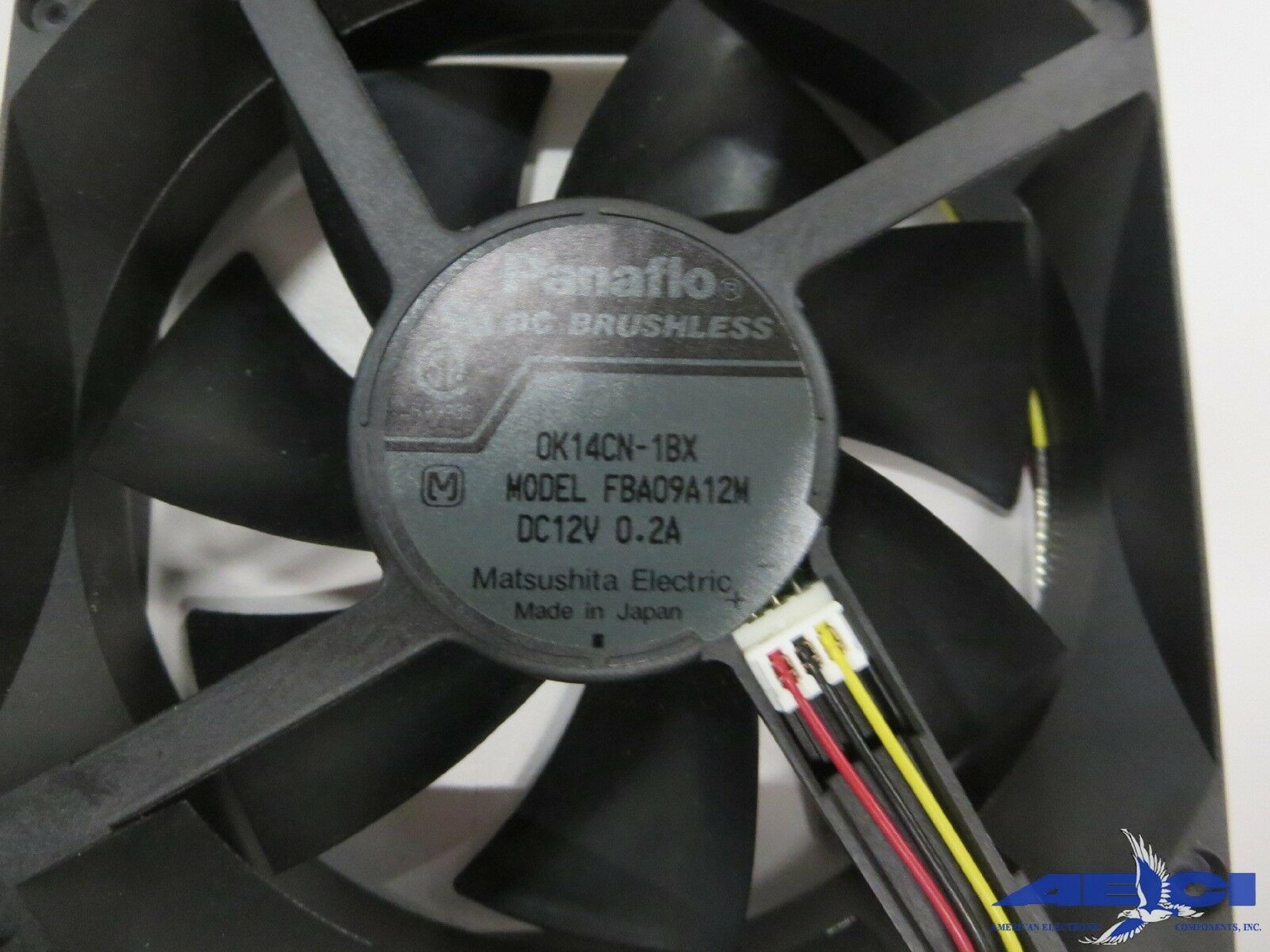 PANAFLO / MATSUSHITA FBA09A12M 92X25MM MEDIUM OUTPUT FBA09A12M /NMB-MAT HYDRO-WAVE 92MM BEARING CASE FAN 4-PIN MED SPEED 92X92X25MM 3 PIN 12VDC 0.2AMP FBA09A12M-1BX 48.0CFM W/ 3-PIN 12V 0.24AMP