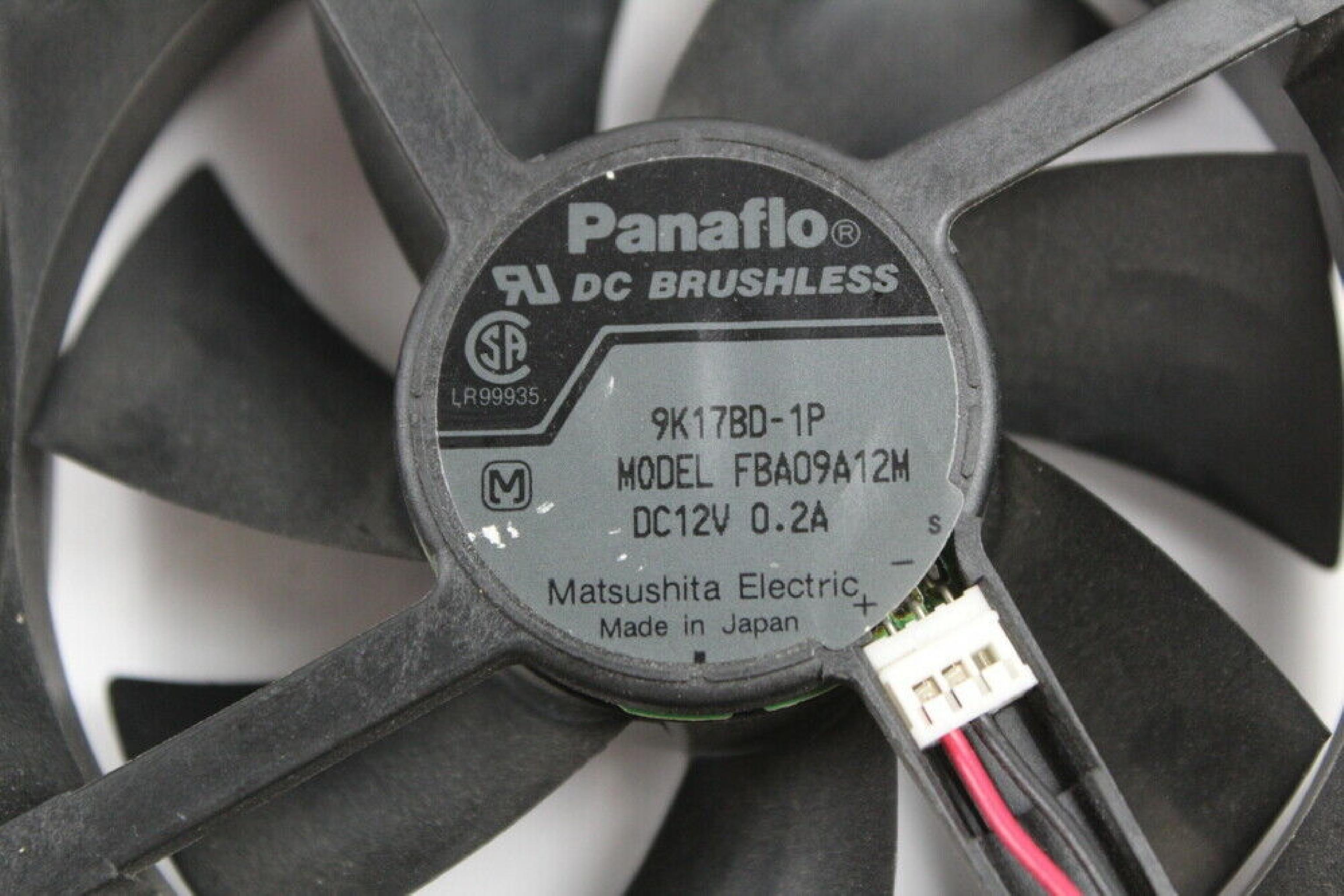 PANAFLO / MATSUSHITA FBA09A12M 92X25MM MEDIUM OUTPUT FBA09A12M /NMB-MAT HYDRO-WAVE 92MM BEARING CASE FAN 4-PIN MED SPEED 92X92X25MM 3 PIN 12VDC 0.2AMP FBA09A12M-1BX 48.0CFM W/ 3-PIN 12V 0.24AMP