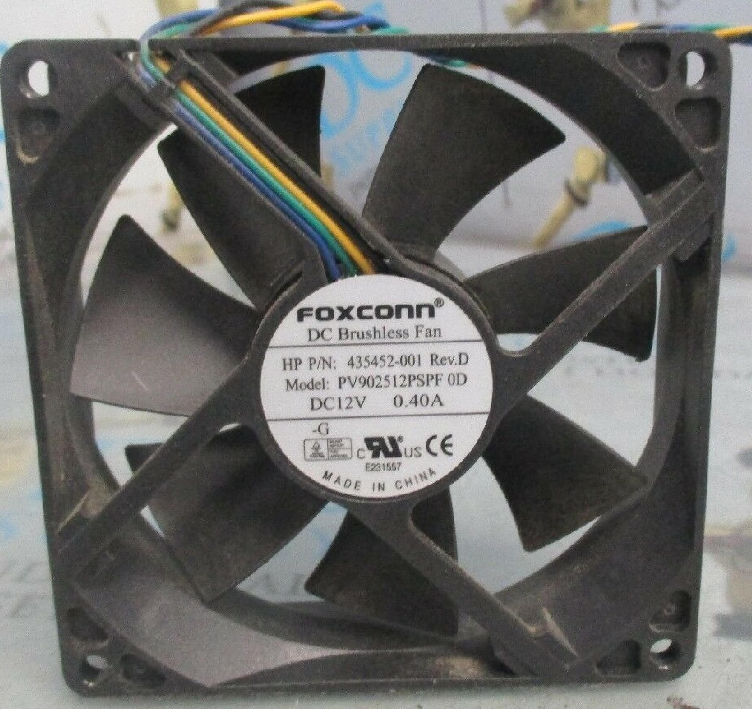 FOXCONN 435452-001 FAN CHASSIS DC12V 0.40A FOR DC5750S / 7700/7800 HP 92MMX92MMX25MM 4-PIN COOLING PROCESSOR