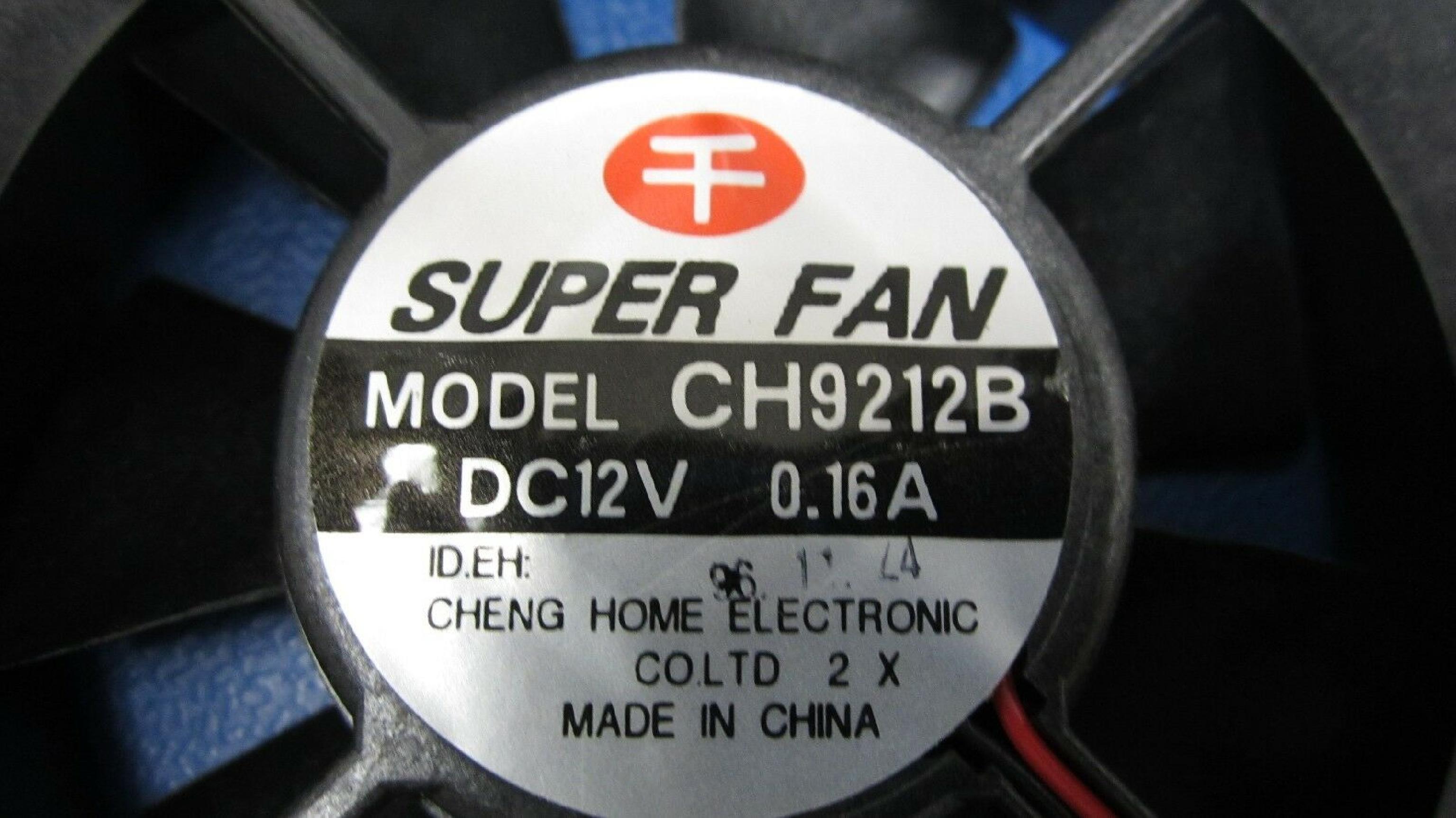 SUPER FAN CH9212B DC 12V 0.16AMP 92X92X25MM