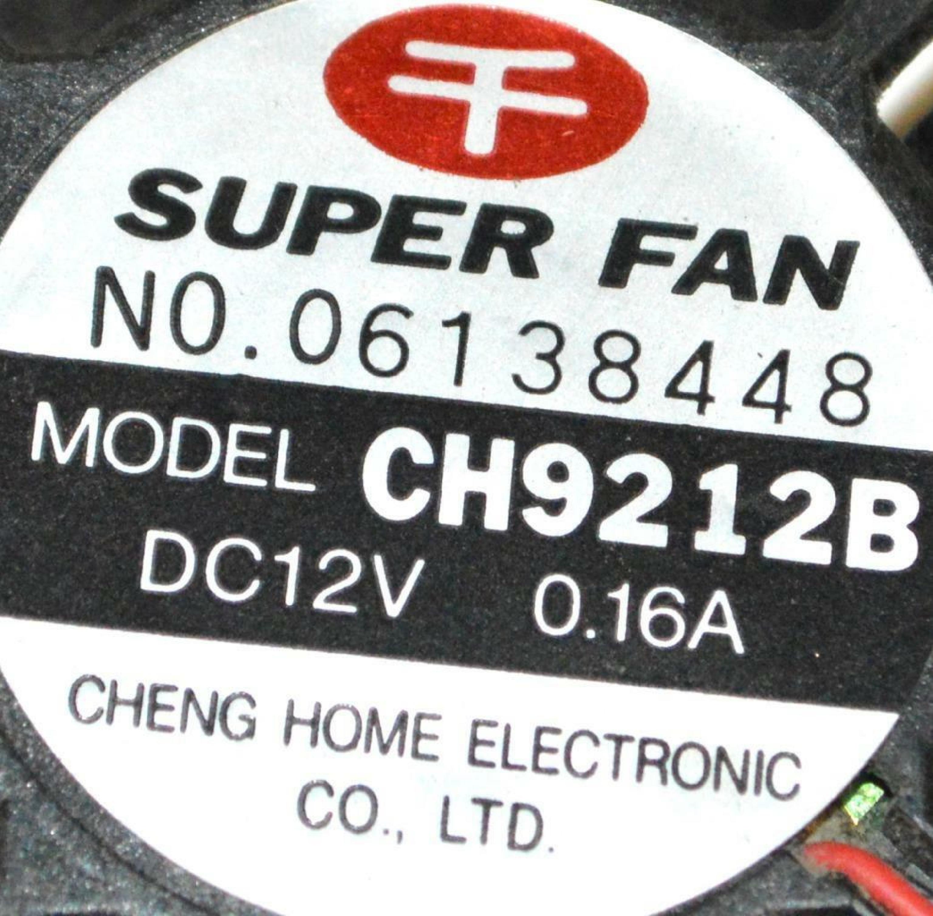 SUPER FAN CH9212B DC 12V 0.16AMP 92X92X25MM