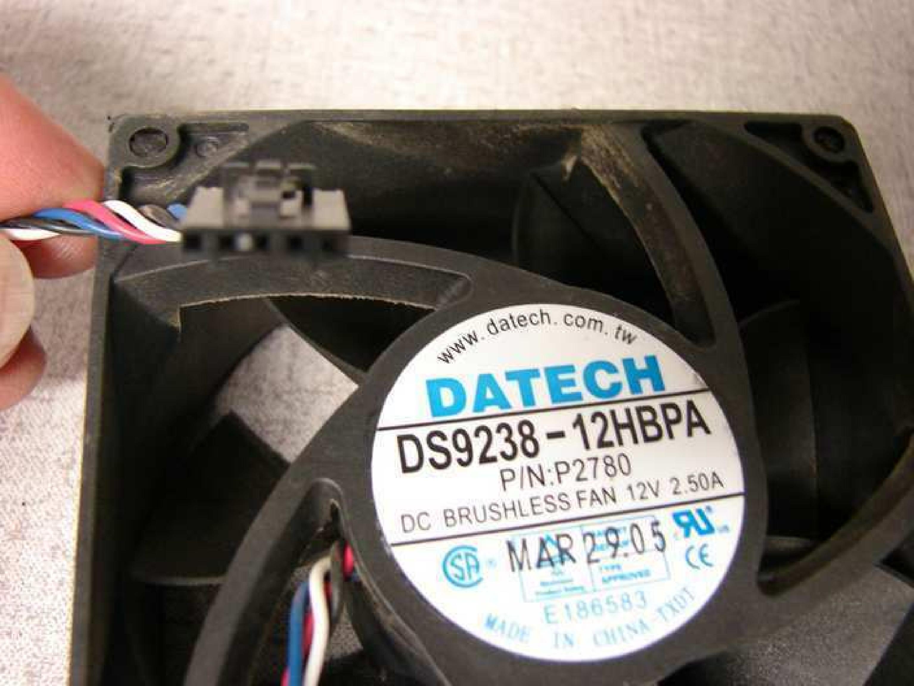 DATECH DS9238-12HBPA DELL, FAN 12VDC 2.5A 92MM BY 33MM, 3 5/8 BY 1 1/2