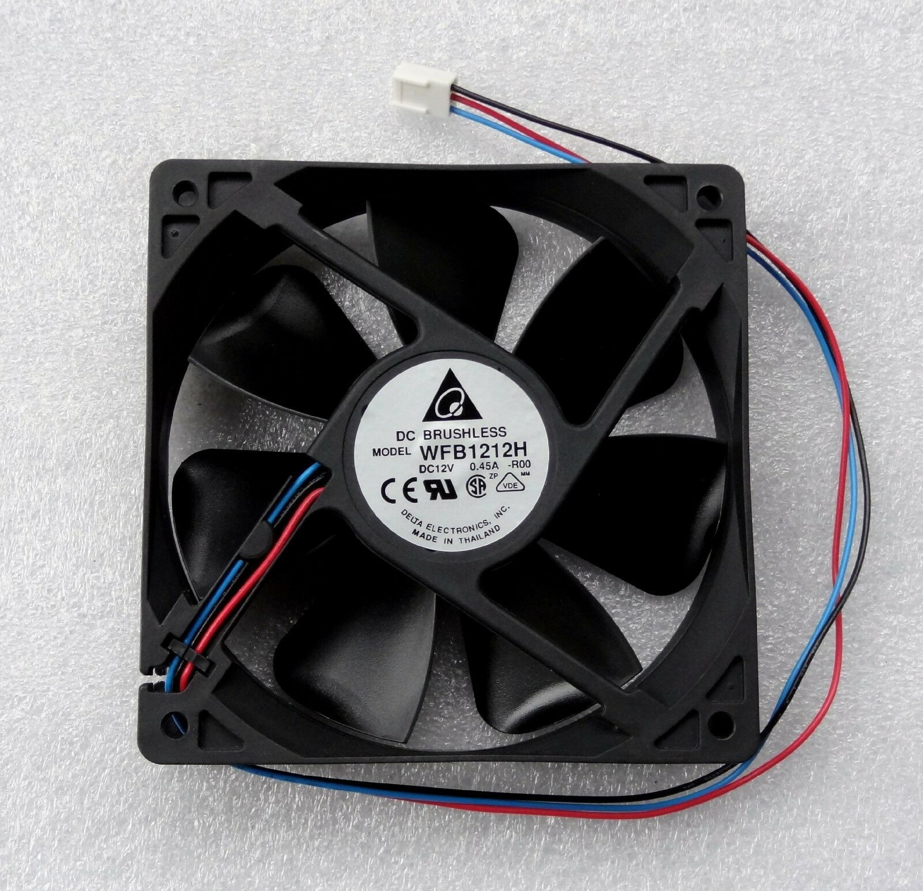 DELTA ELECTRONICS WFB1212H FAN DC12V 0.45A 120MM X 25MM FOR CATALYST 4000 SERIES NETSERVER 25MM, 4.7 1 INCH,12 INCH 3 WIRE CABLE WITH CONNECTOR 12V DC .45A 4.75 INCHES BY INCHES, 12 2 7 4PIN INLINE MOLEX EXTENSION