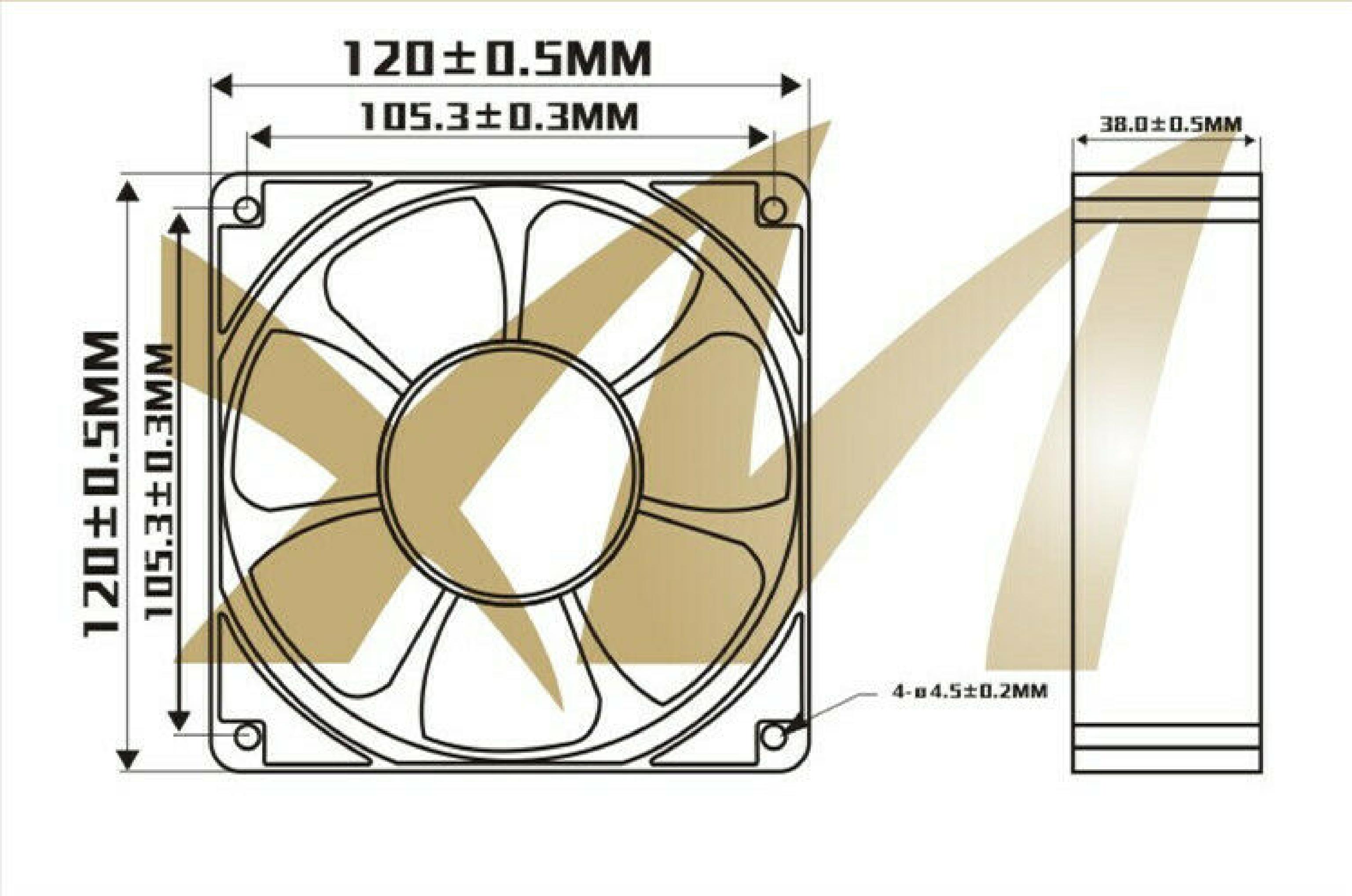 SERVO CO. CNDC12Z7RP 12V DC .71 AMP BRUSHLESS FAN 120X120X38MM