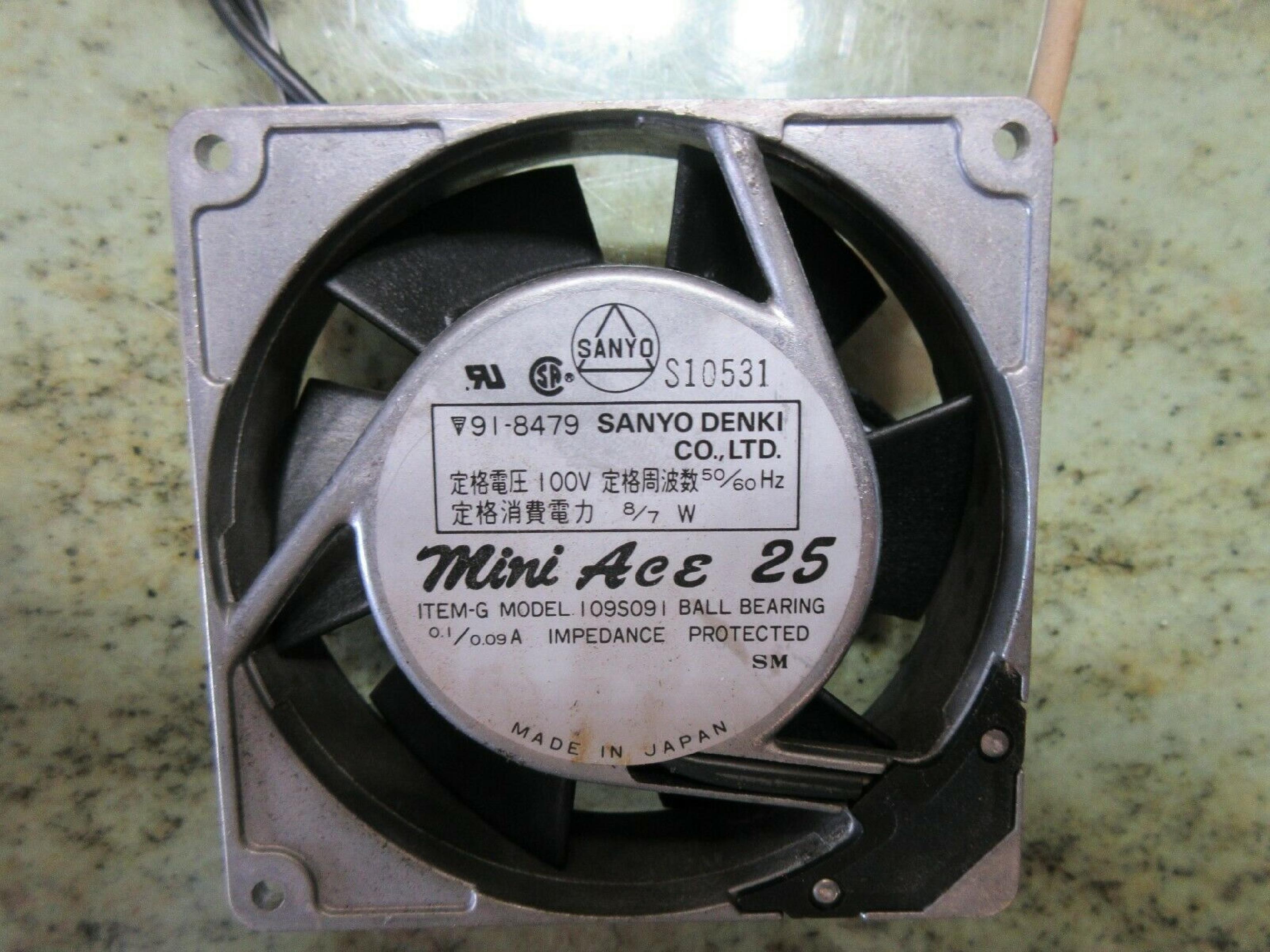 SANYO DENKI MINI ACE 25 MINI ACE 25 100V AC 50/60HZ 8/7WATT 0.1/0.09 92X92X25MM