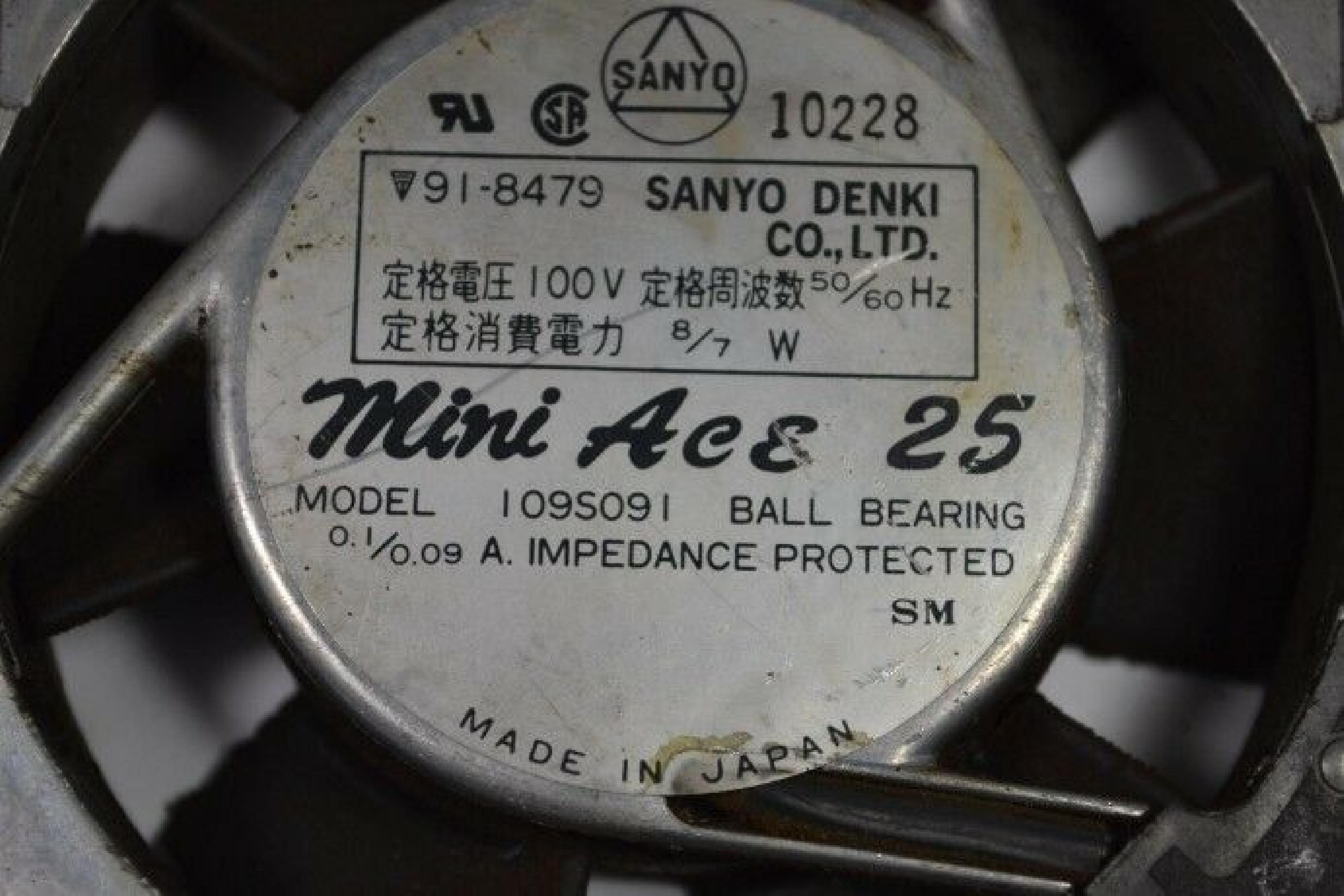 SANYO DENKI MINI ACE 25 MINI ACE 25 100V AC 50/60HZ 8/7WATT 0.1/0.09 92X92X25MM