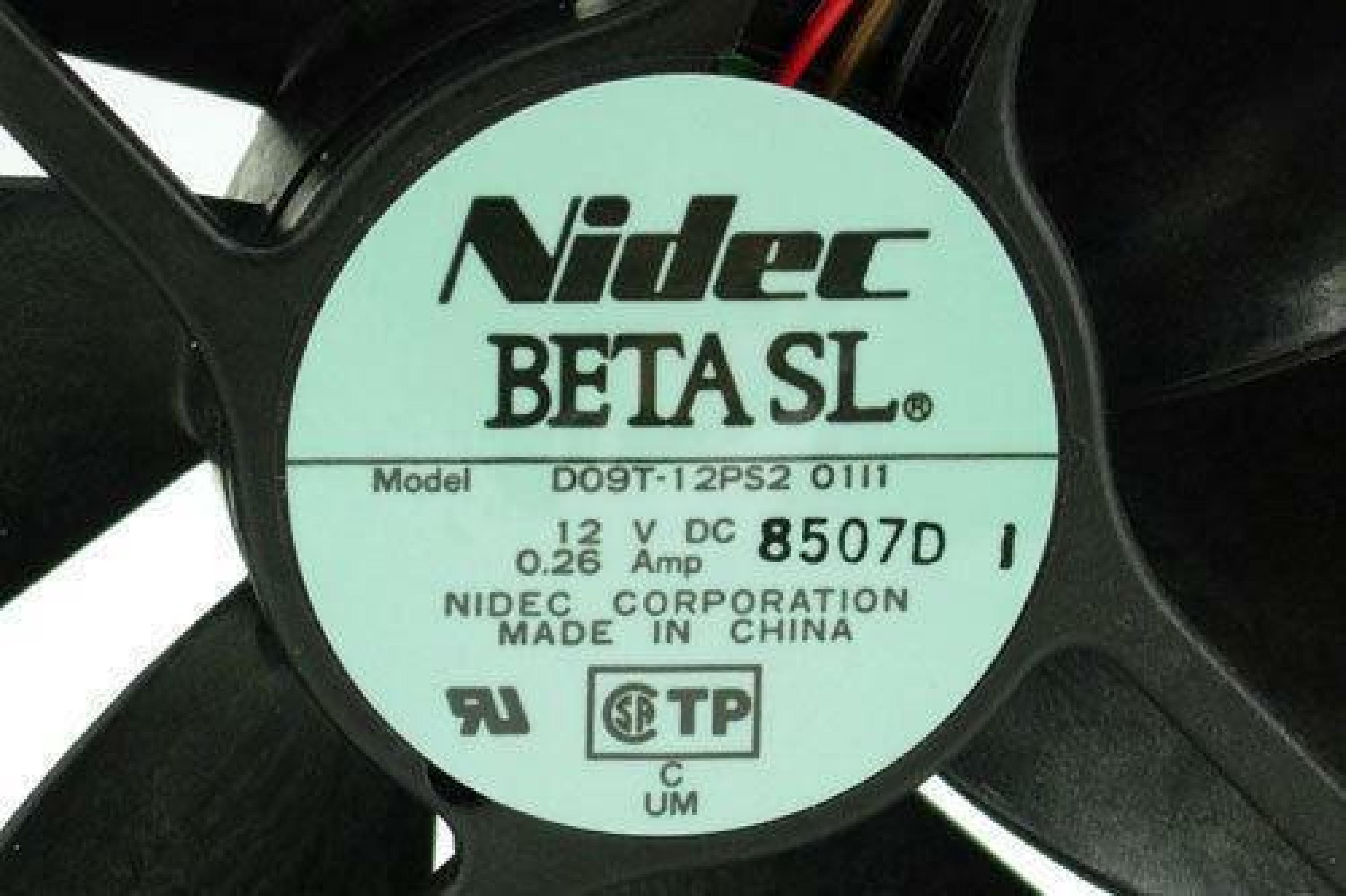 NIDEC / BETA D09T-12PS2 0111 D09T-12PS2 0111 SL FAN 12V 0.26AMP 92X92X25MM