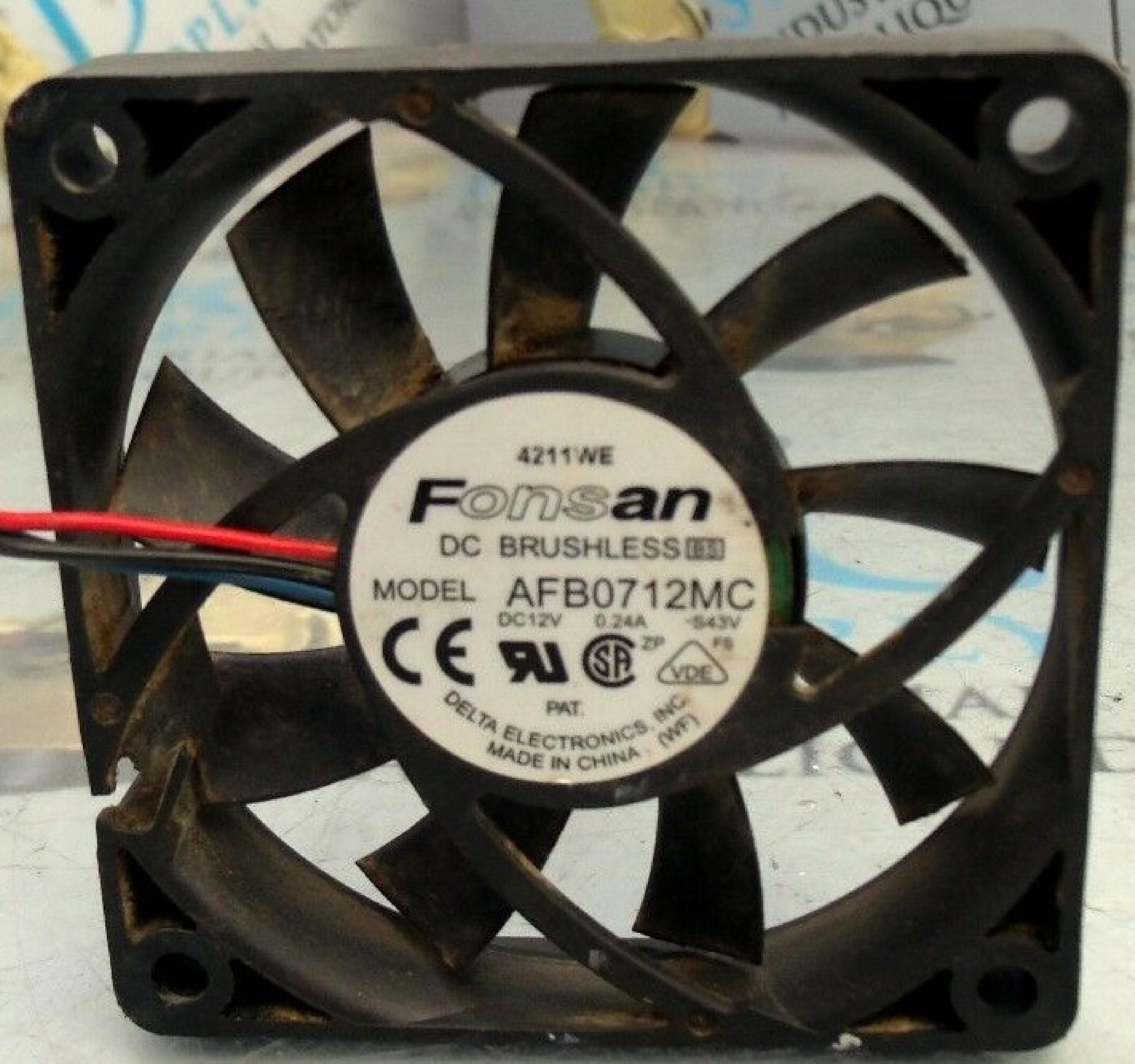 DELTA ELECTRONICS AFB0712MC FONSAN 12V DC 0.24A 70X13MM 3-WIRE FAN AFB0712MC-S43V