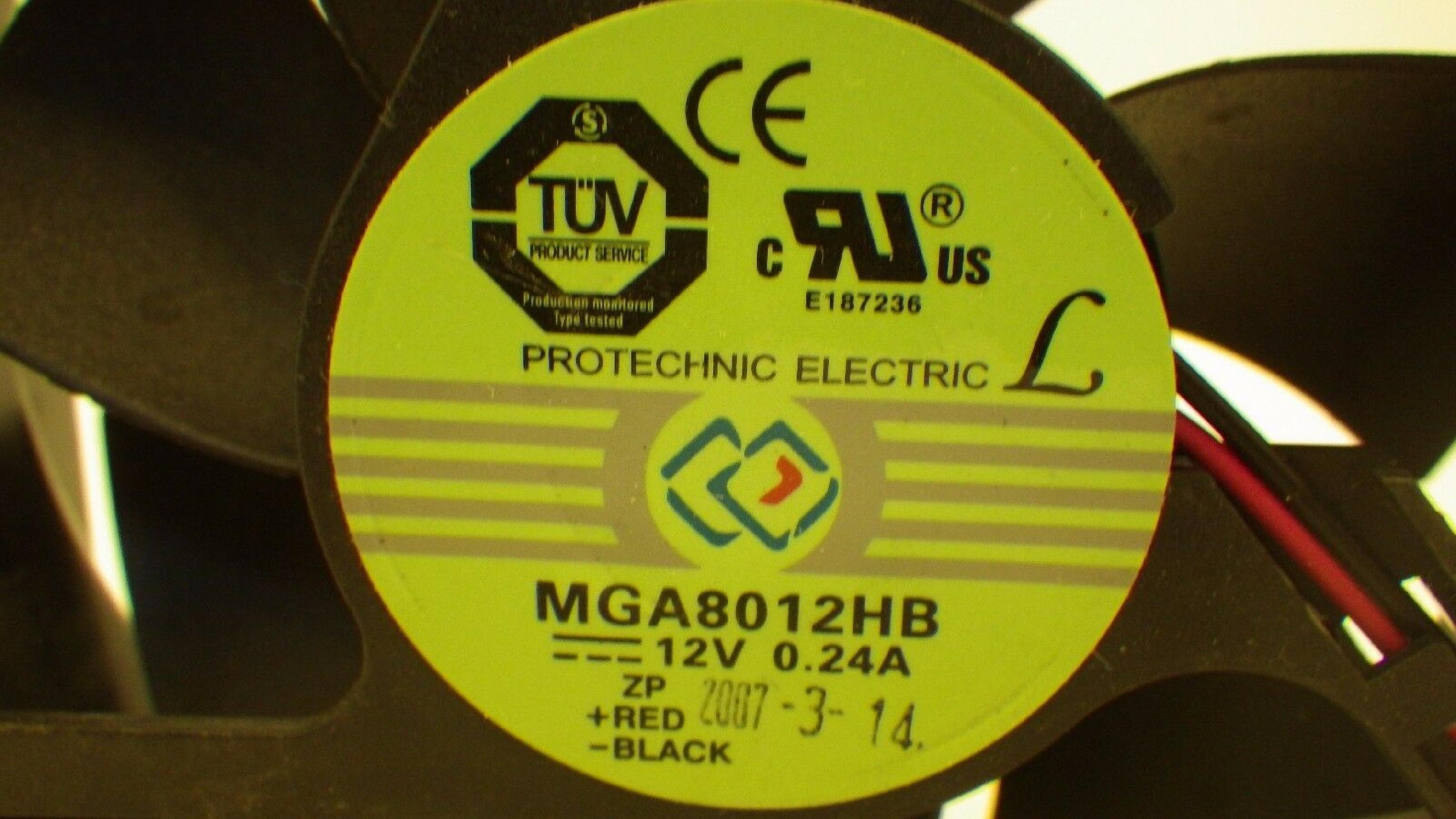 PROTECHNIC MGA8012HB FAN 12V DC 80MM BY 20MM 2 WIRE