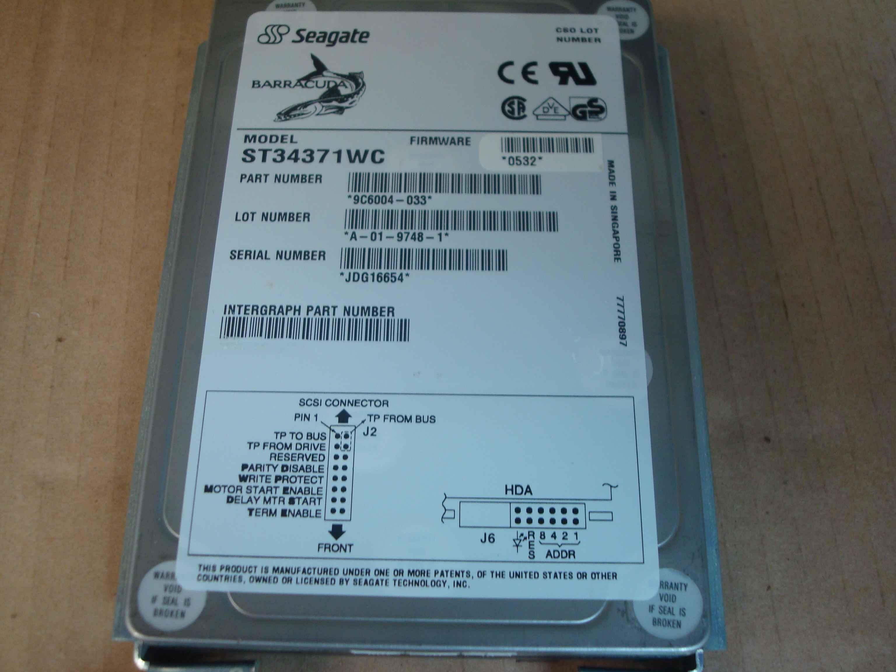 SEAGATE ST34371WC 4.3GB SCA 80 PIN 3.5INCH DRIVE HOT SWAP