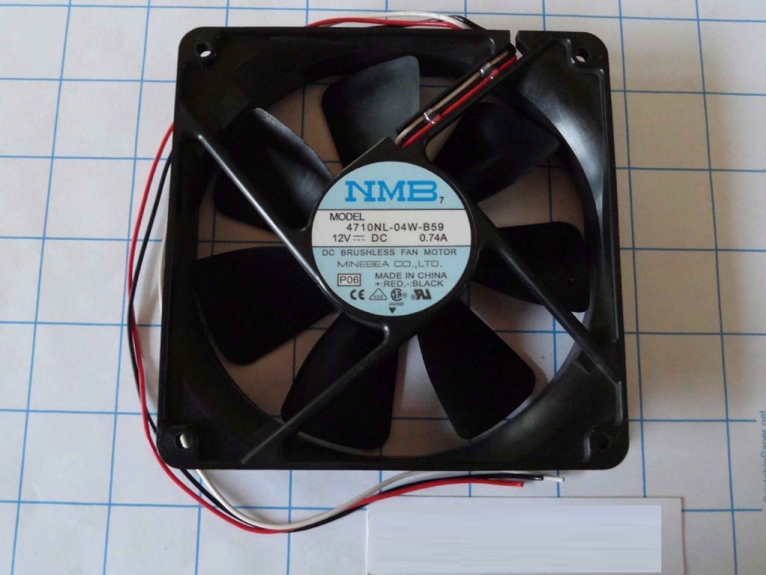 NMB 4710NL-04W-B59 12V DC 0.74A BRUSHLESS FAN 4.7 BY 1.5 INCHES 120MM BY 25MM