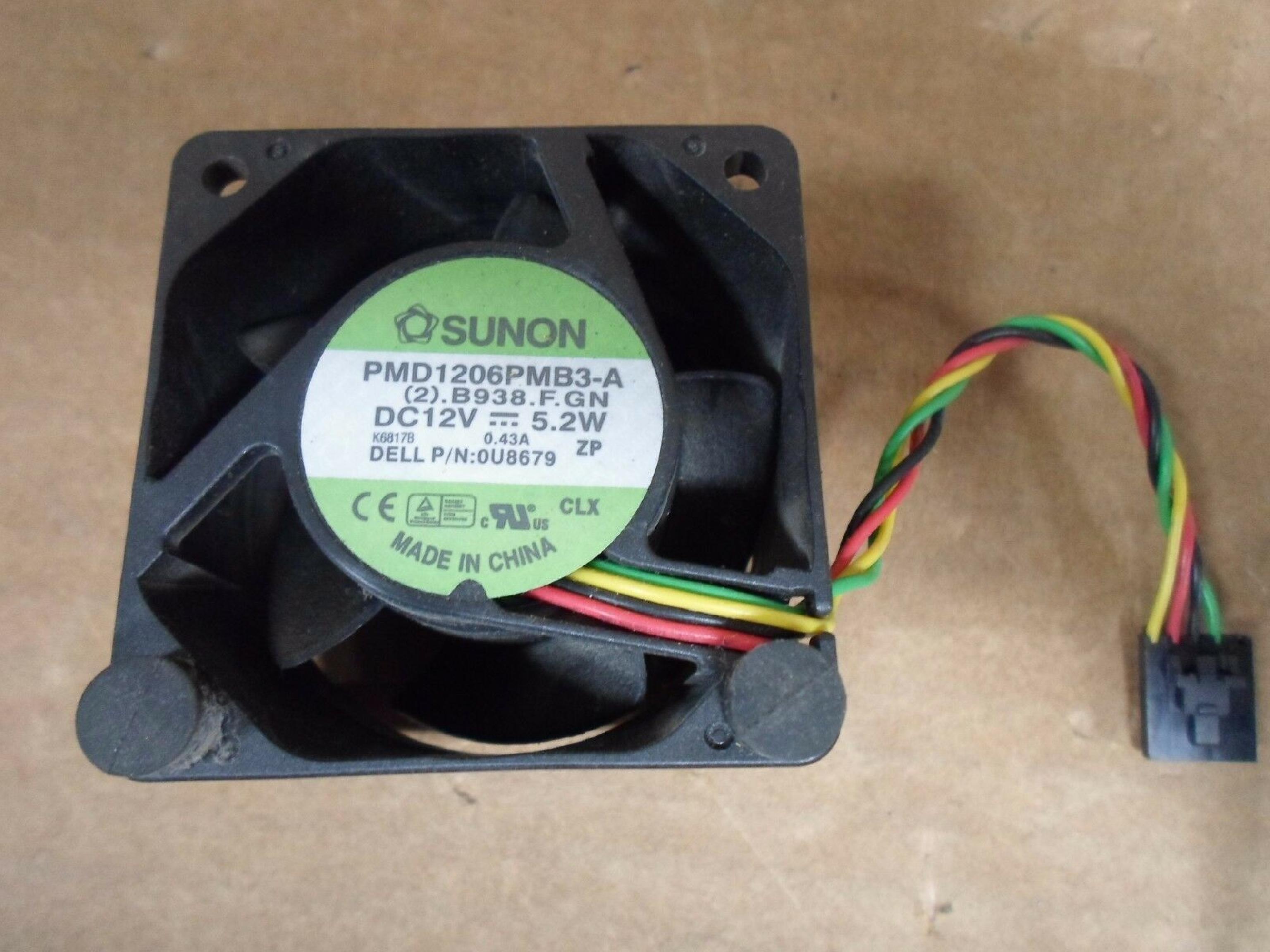 SANYO DENKI / DELL U8679 OPTIPLEX GX520 GX620 USFF CASE FAN 60X60X38MM 12V 60MMX38MM 5 CONNECTOR 4 WIRE 0.43A