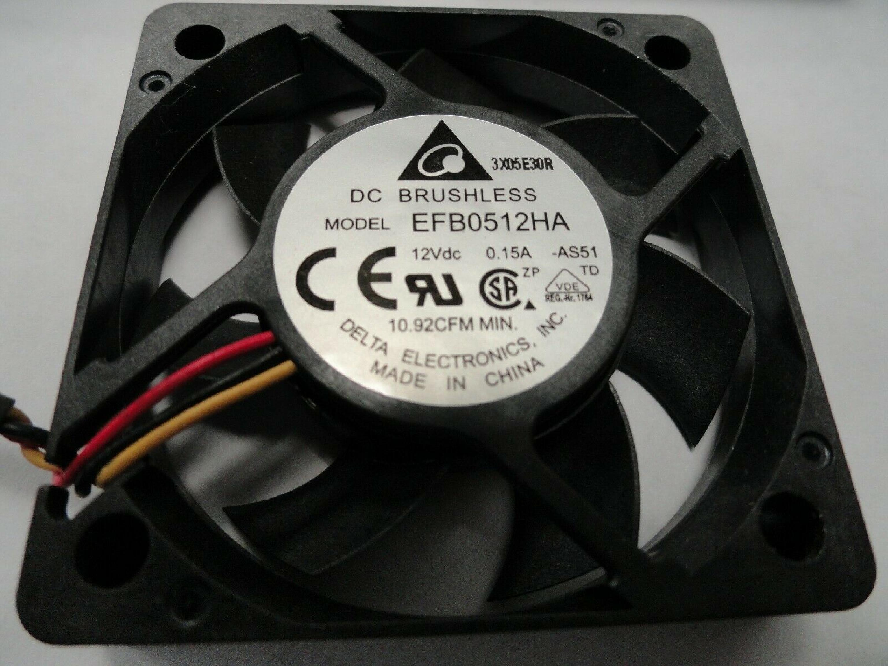 DELTA ELECTRONICS EFB0512HA DELTA 12V DC 0.15A 3-WIRE 3-PIN 50X10MM FAN