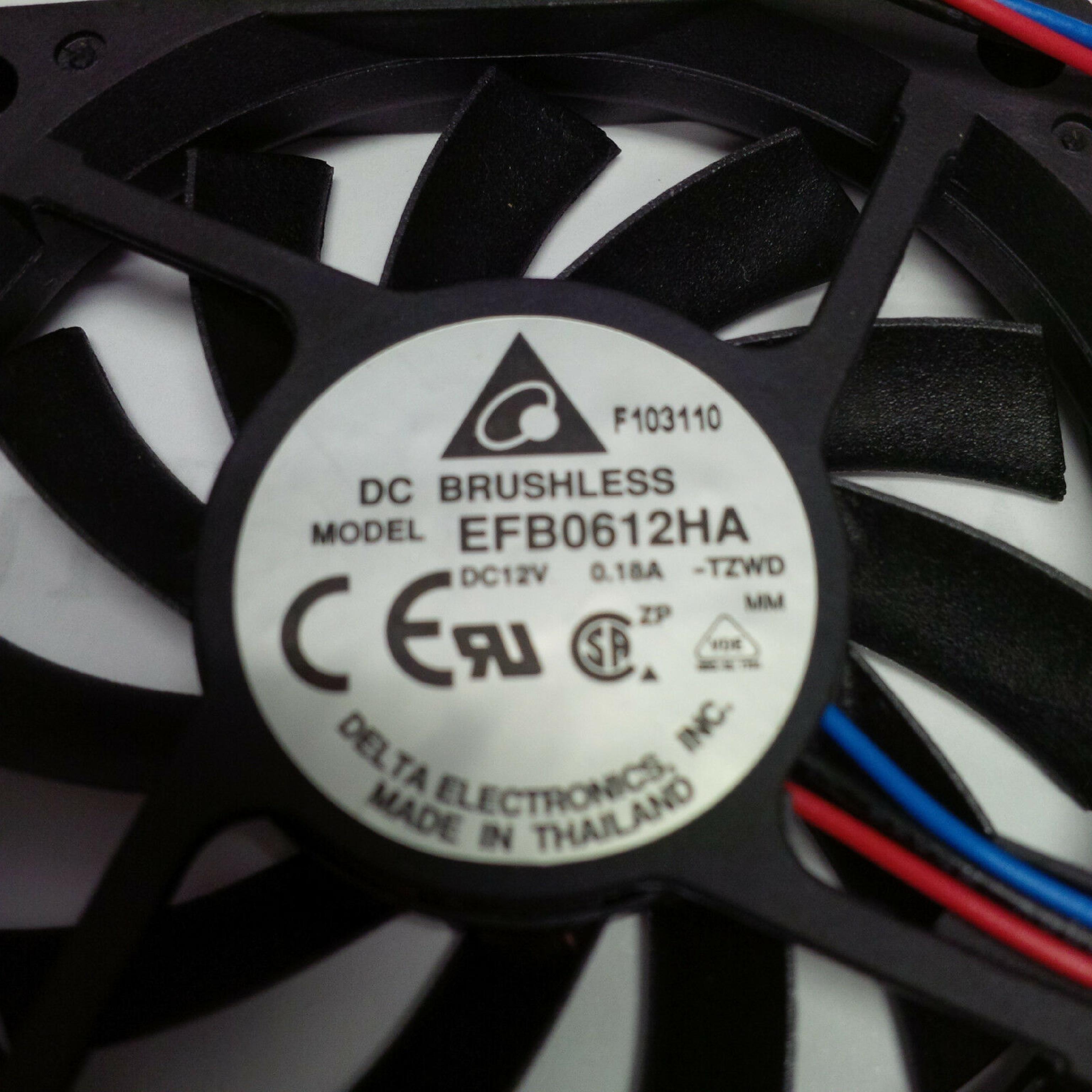 DELTA ELECTRONICS EFB0612HA FAN 12V 0.18AMP, 60MM X 60MM X 10MM, 2WIRE