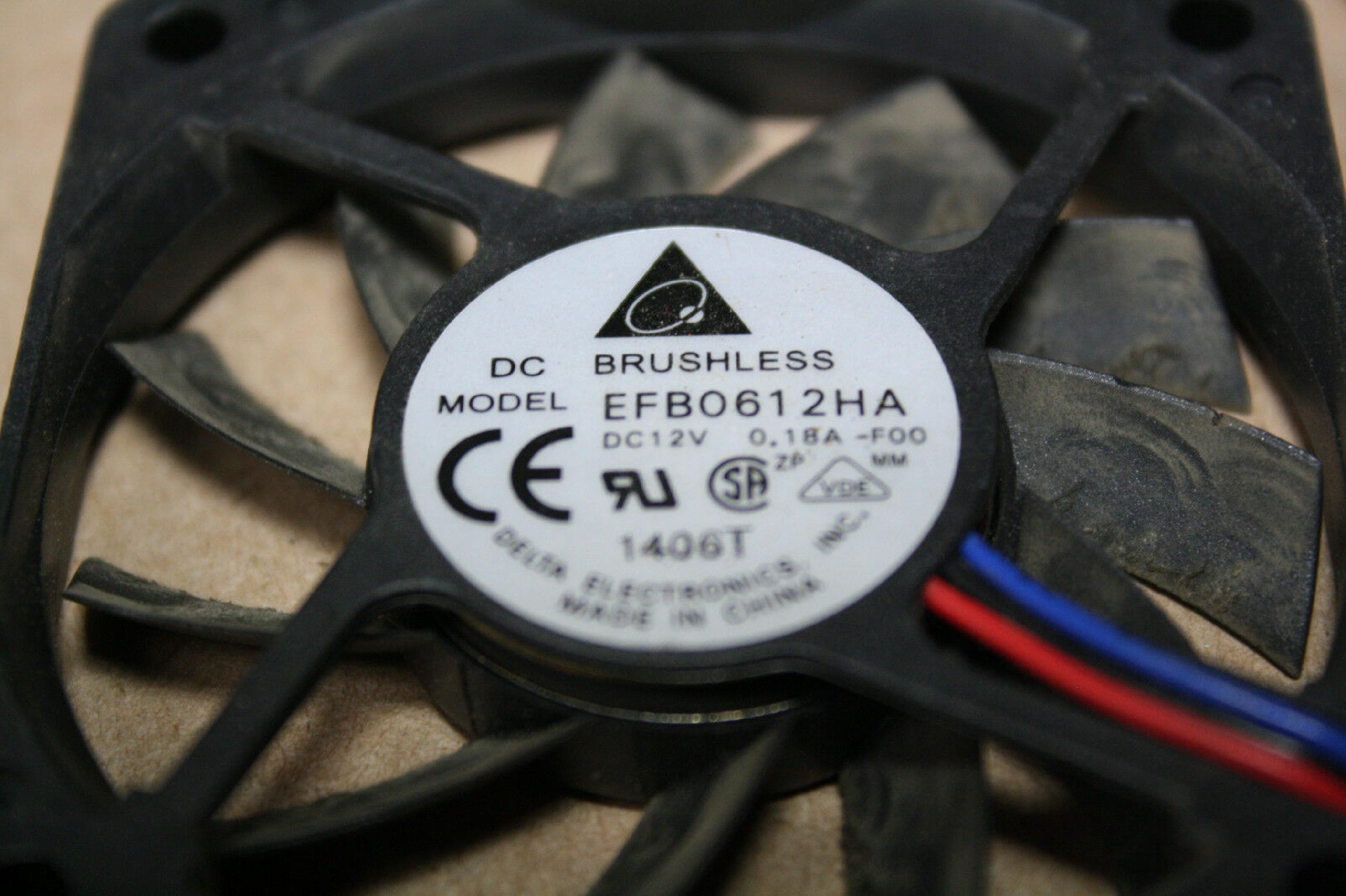 DELTA ELECTRONICS EFB0612HA FAN 12V 0.18AMP, 60MM X 60MM X 10MM, 2WIRE