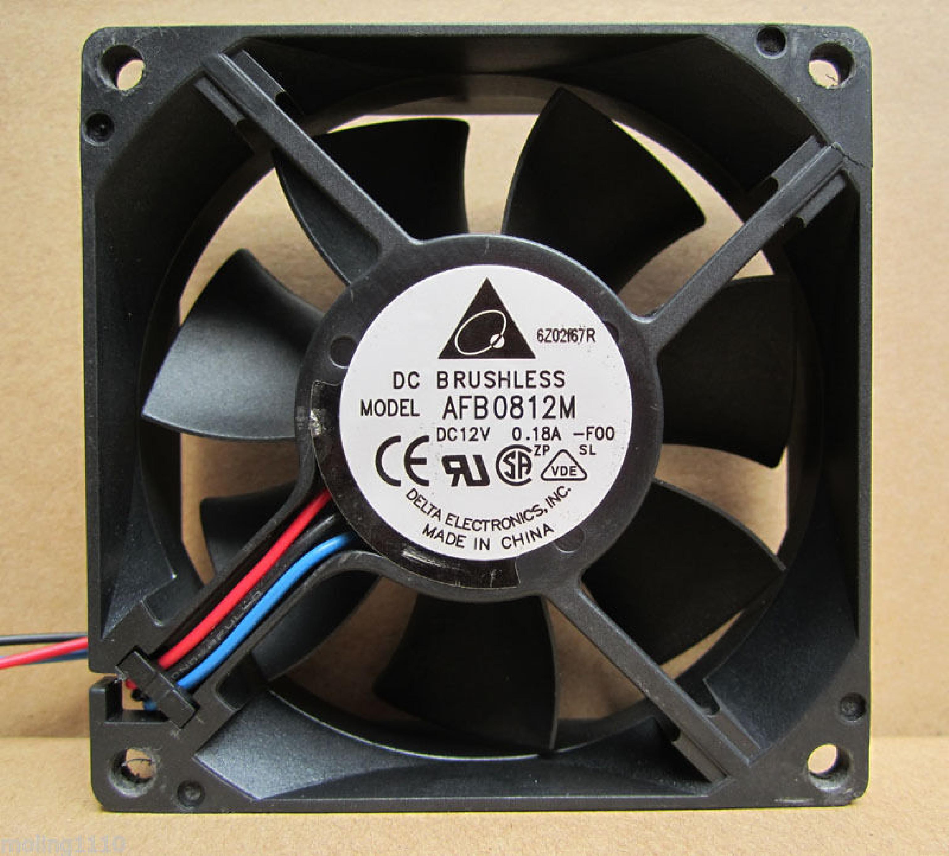 DELTA ELECTRONICS AFB0812M FAN 3 WIRE PULLS 80MM OR 3 1/8 INCH FAN DC 12V 1 INCH THICK 26MM