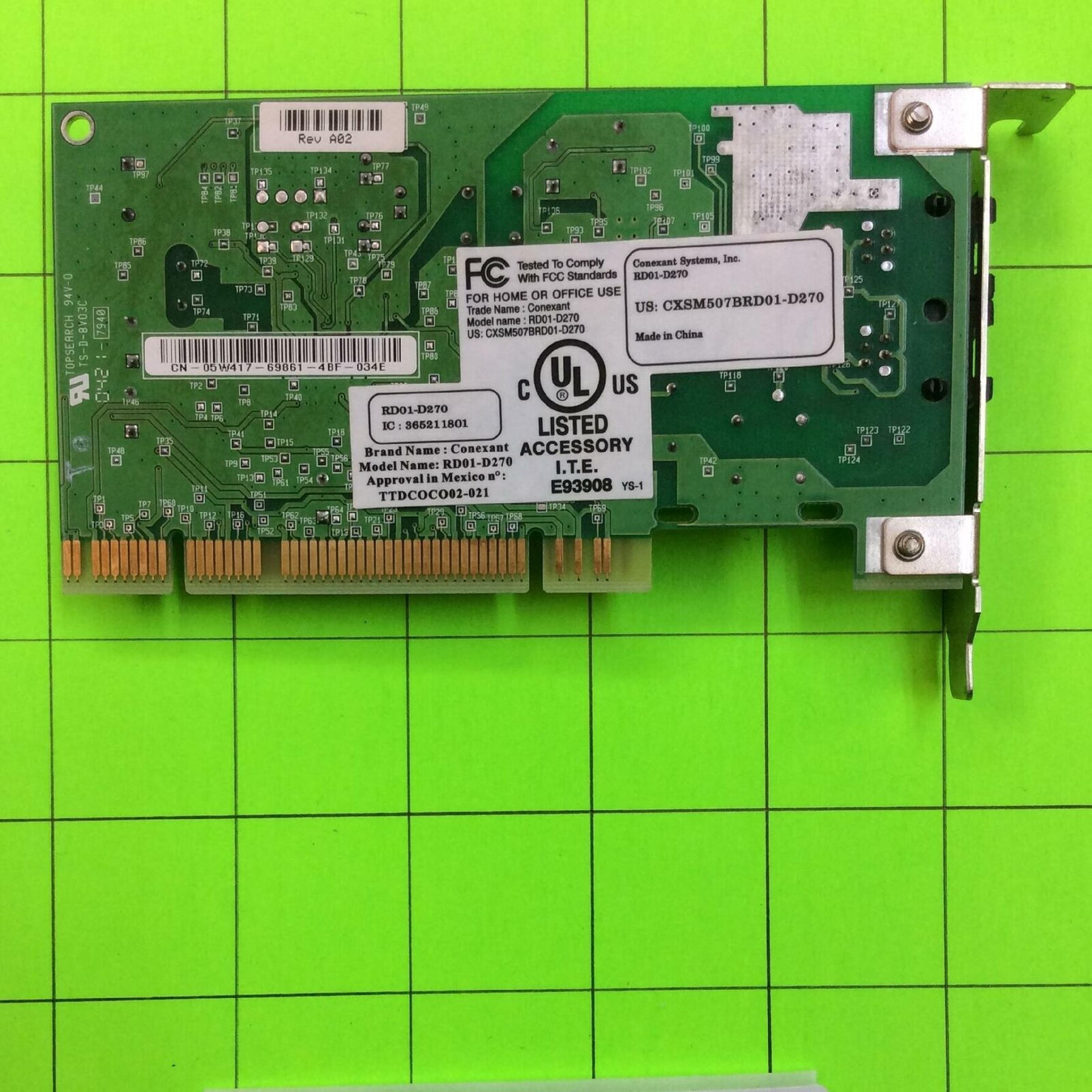 CONEXANT CXSM507BRD01-D270 56K V.92 PCI FAX MODEM CARD NETWORK