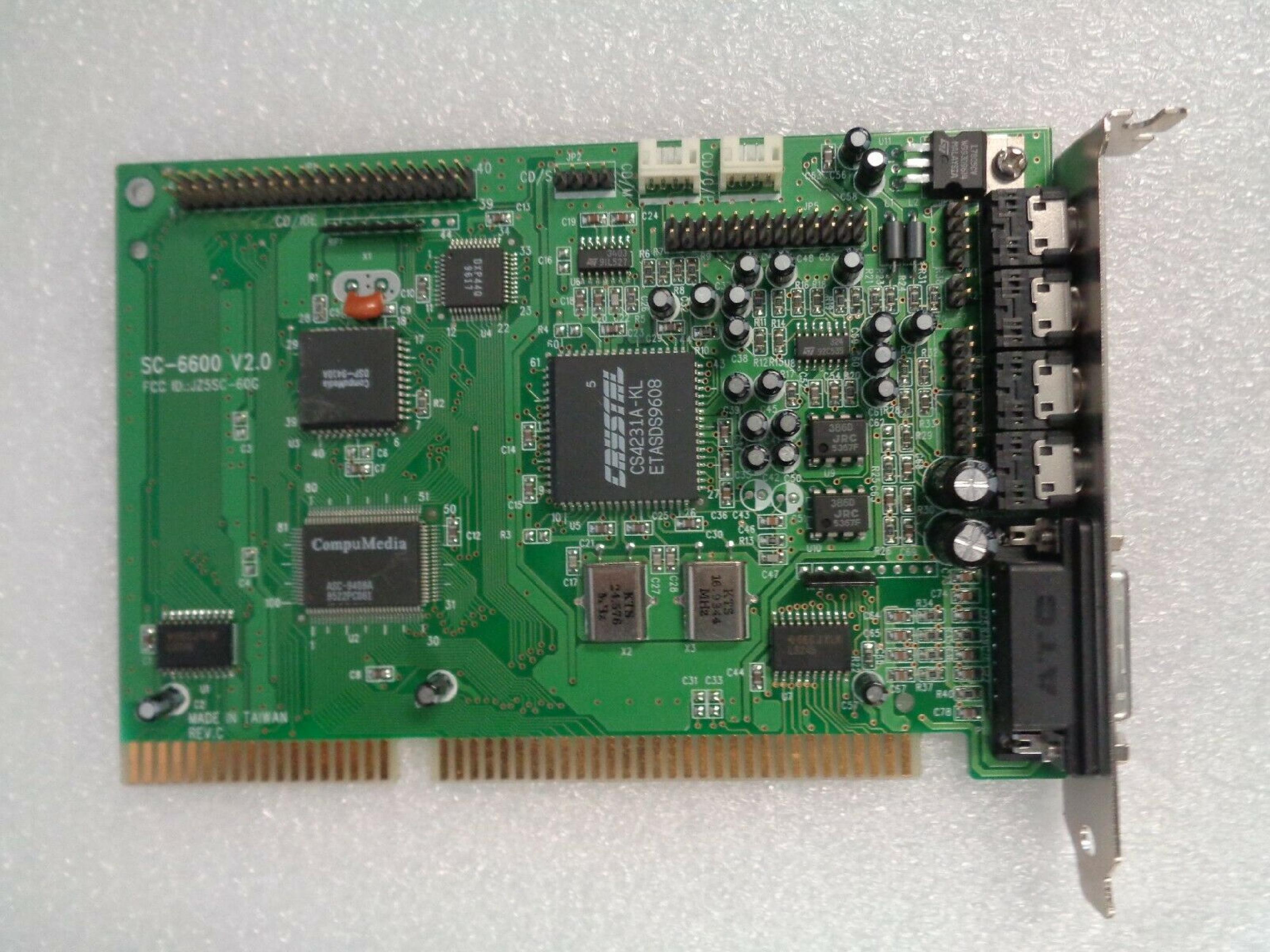 MOTOROLA / CRYSTAL / COMPU MEDIA CS4231A-KL 3D STEREO ISA SOUND CARD SRS TECHNOLOGY CHIP SOUND/GAME