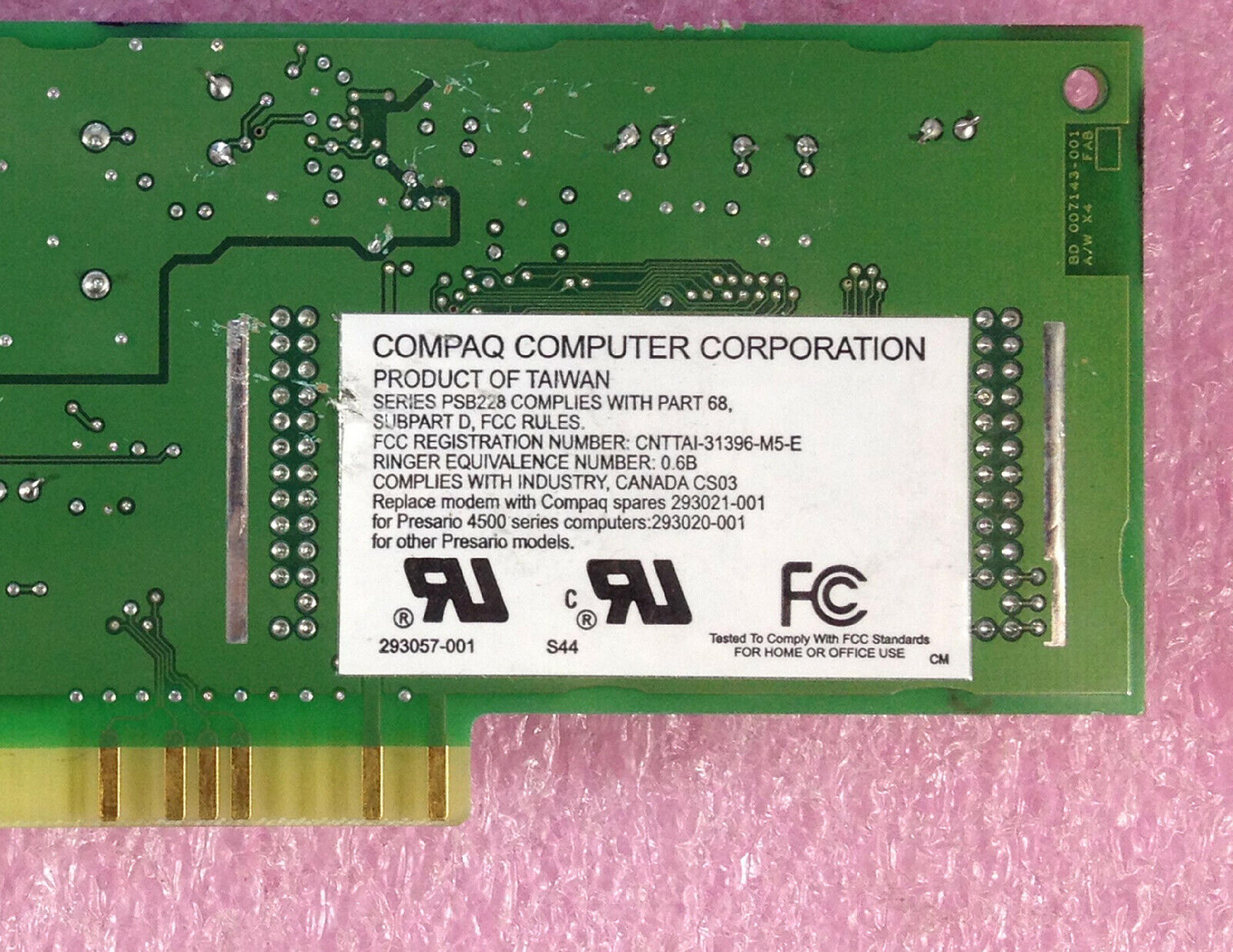 COMPAQ / HEWLETT PACKARD / HP 293021-001 SPS-MDM/33.6/56K/DATA/FAX