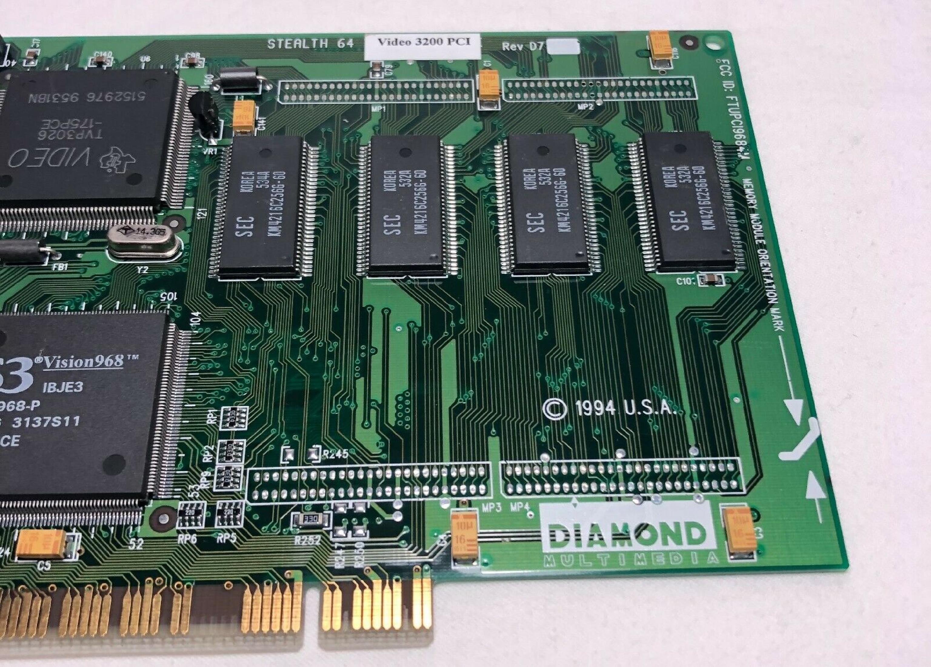 DIAMOND 22-0051D7 STEALTH 64 S3 VISION968 86C968-P & 3200 PCI