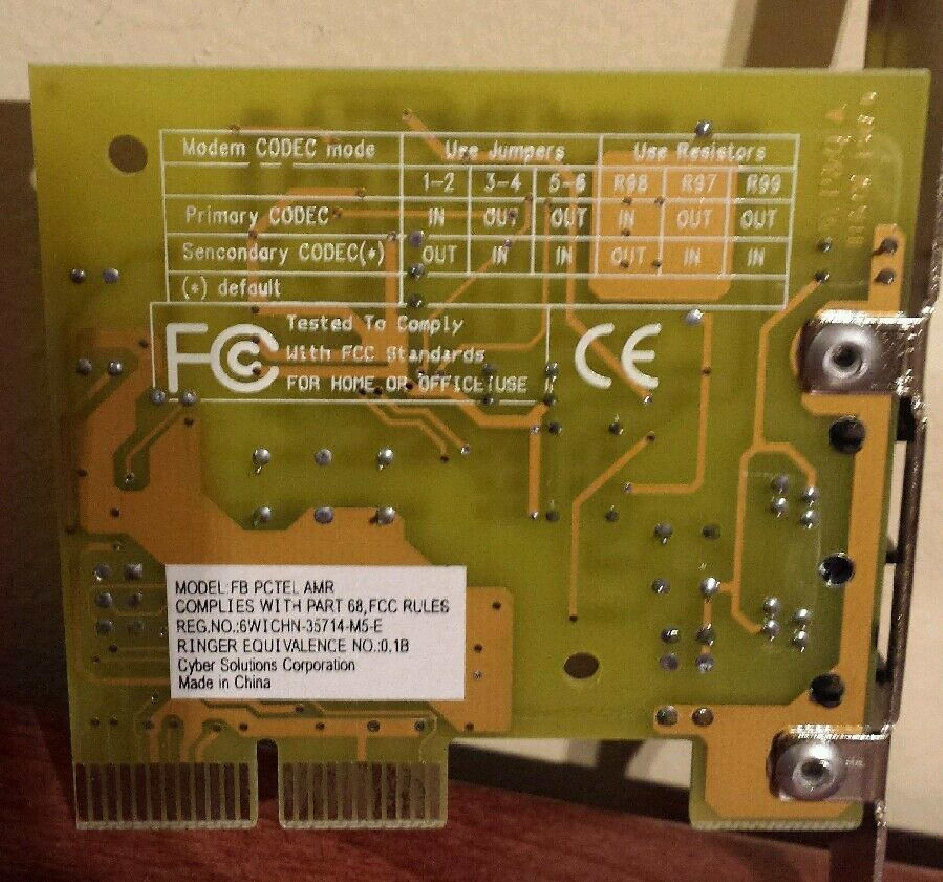 CYBER SOLUTIONS FB PCTEL AMR CYBER SOLUTIONS FB PCTEL AMR MODEM 56K V90