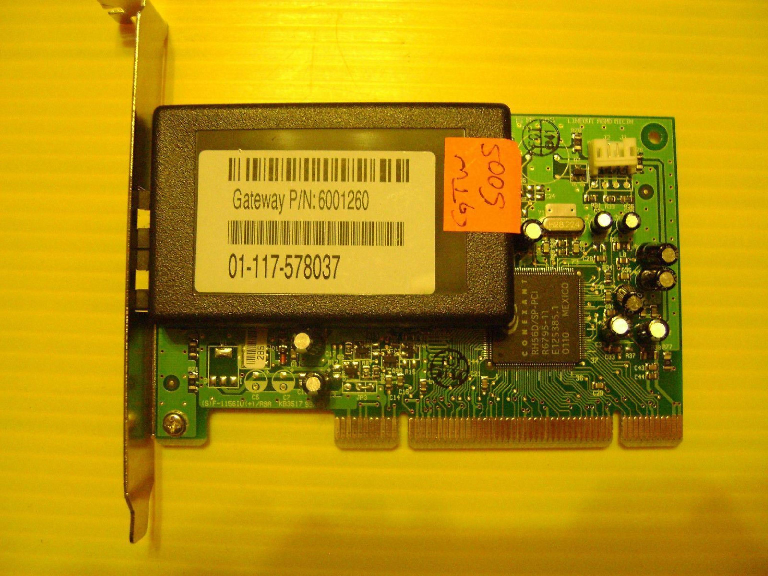 GATEWAY 2000 SF-1156IV/R9A GATEWAY 56K SF-1156IV/R9A PCI MODEM CARD 6001260