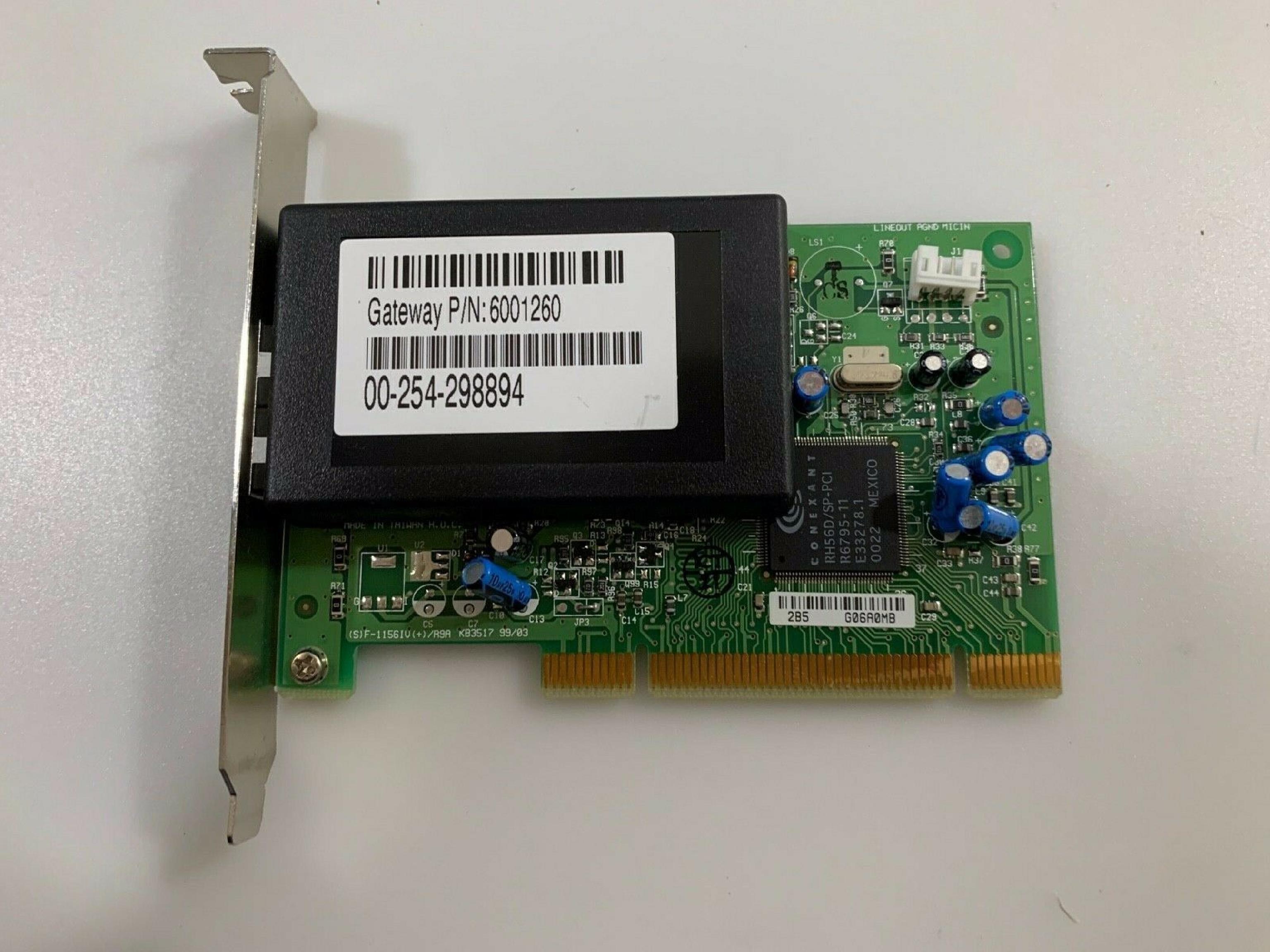GATEWAY 2000 SF-1156IV/R9A GATEWAY 56K SF-1156IV/R9A PCI MODEM CARD 6001260