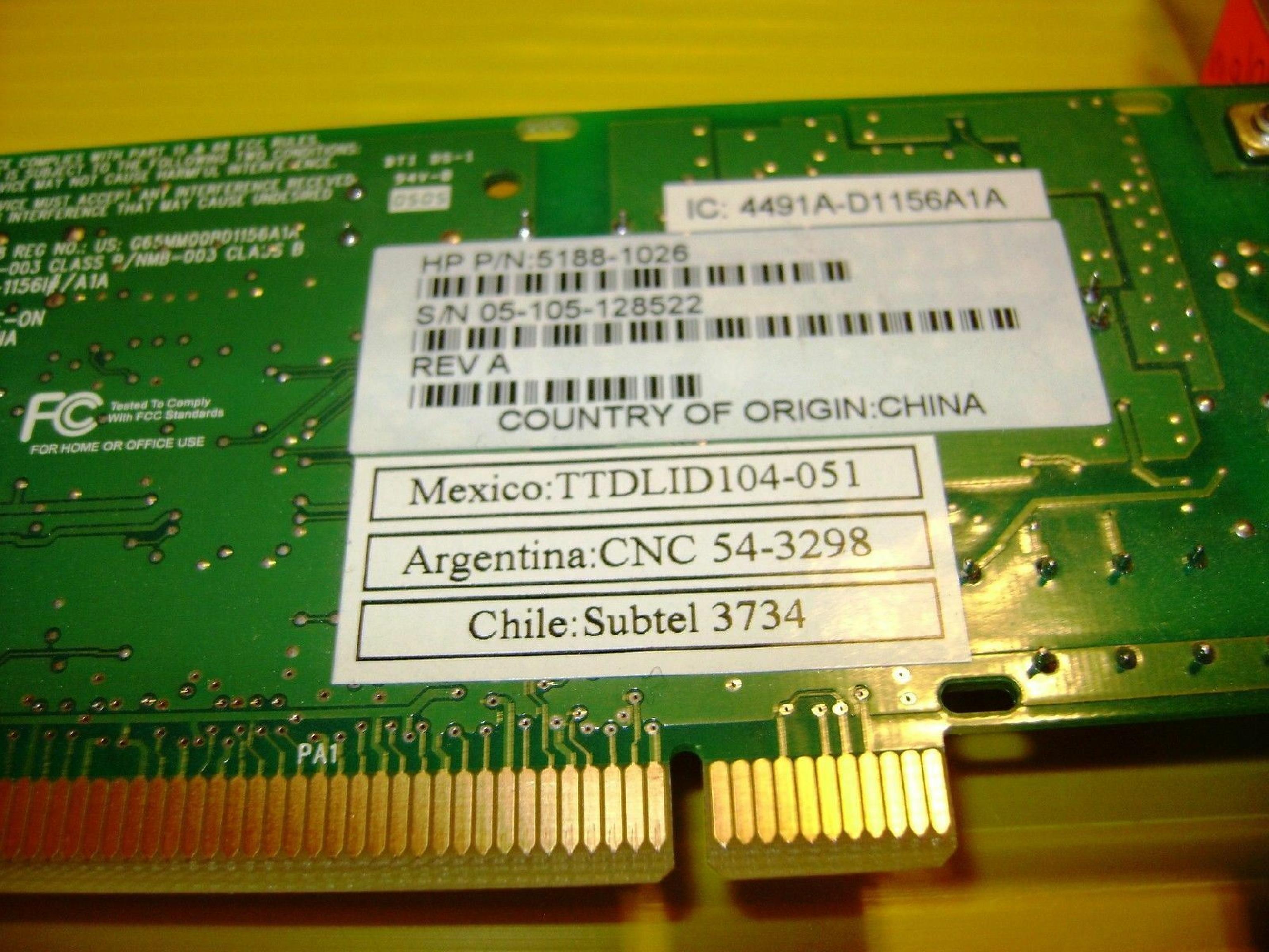 COMPAQ / HEWLETT PACKARD / HP 5188-1026 MD SEQUOIA 56K MODEM GENUINE