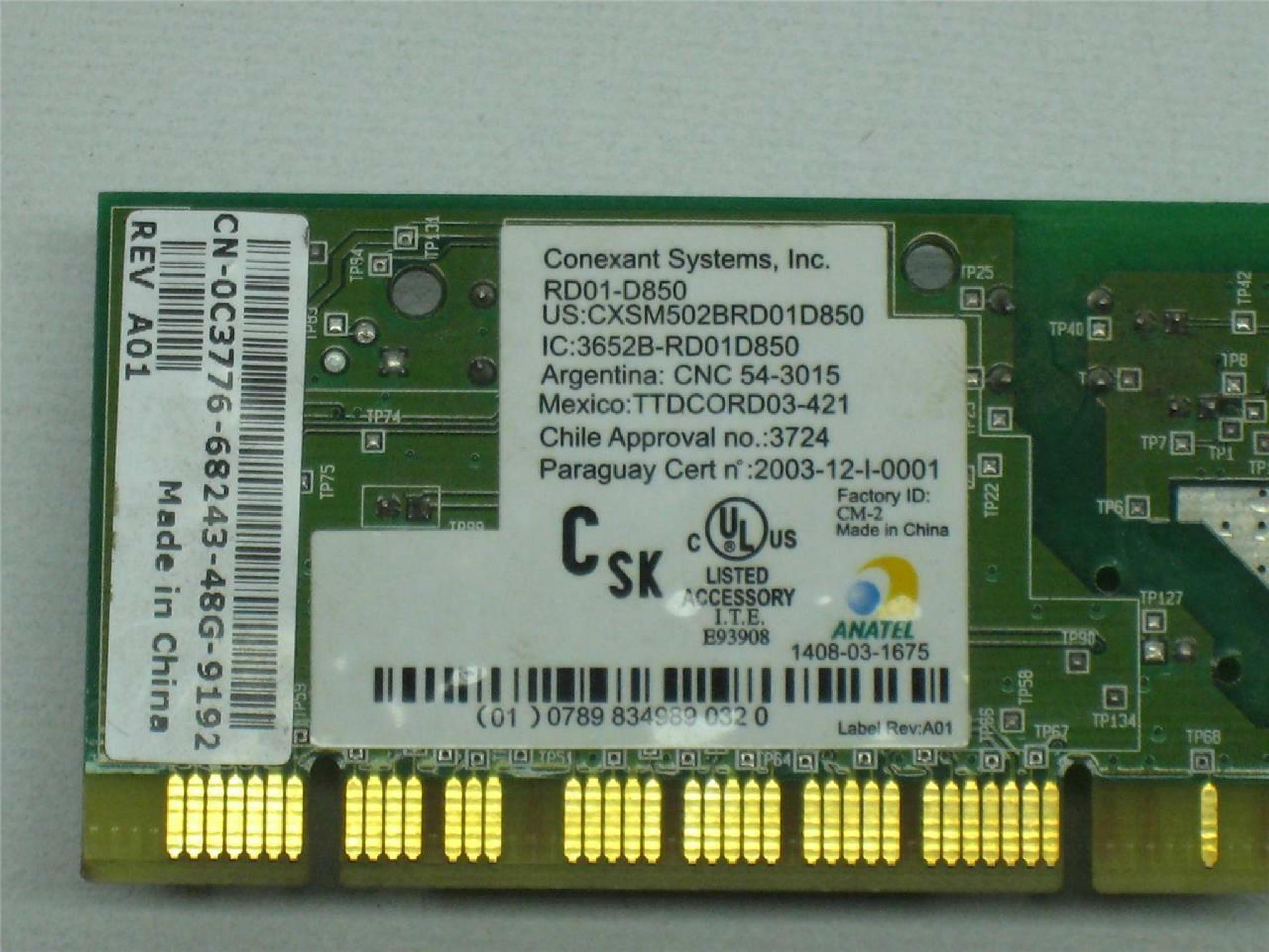 CONEXANT 3000-015132 INTERNAL 56K V.92 PCI DATA/FAX MODEM