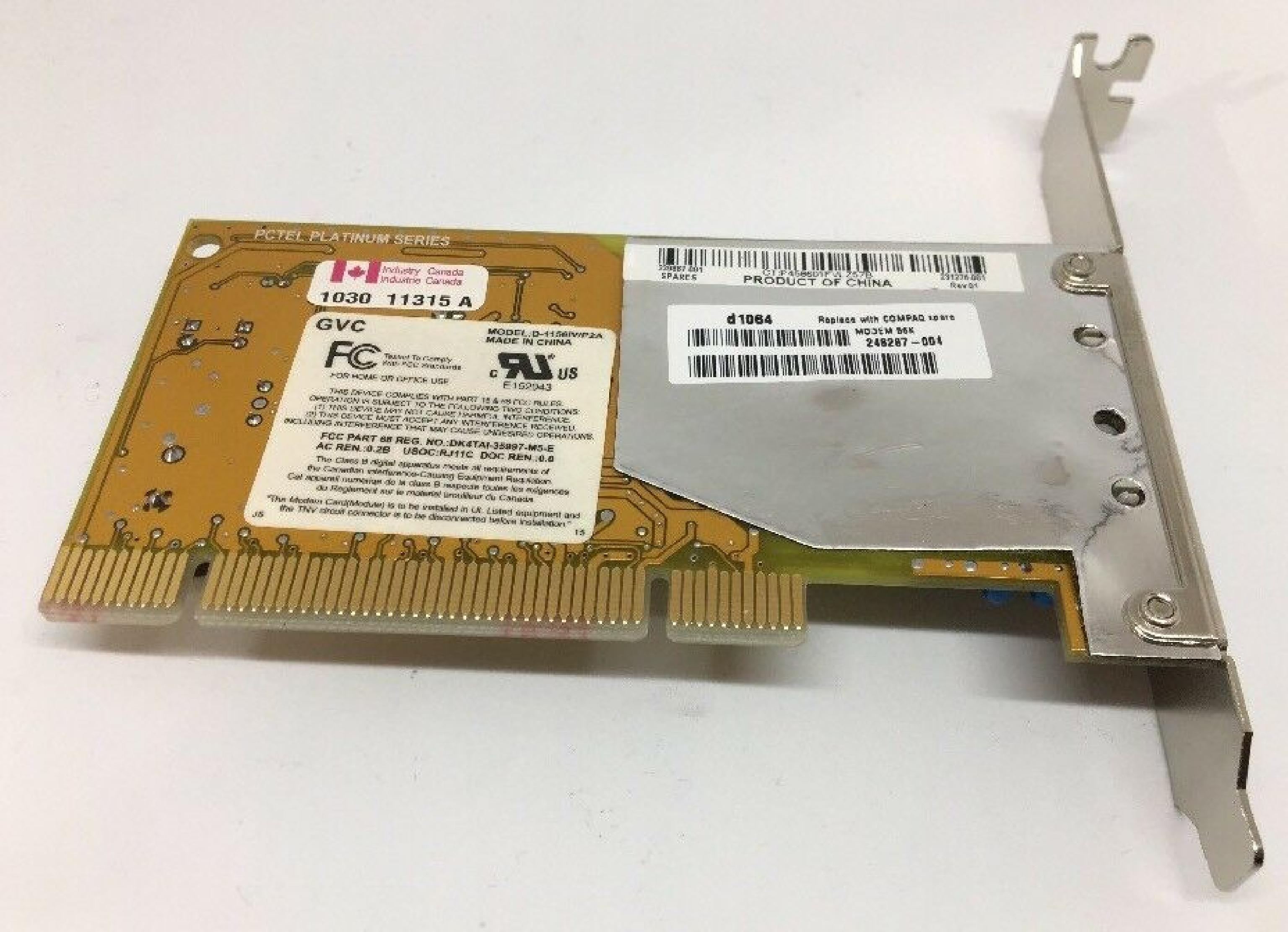 COMPAQ / HEWLETT PACKARD / HP D-1156IV/P2A MD PCI V90 5000T 56K V.90 MODEM
