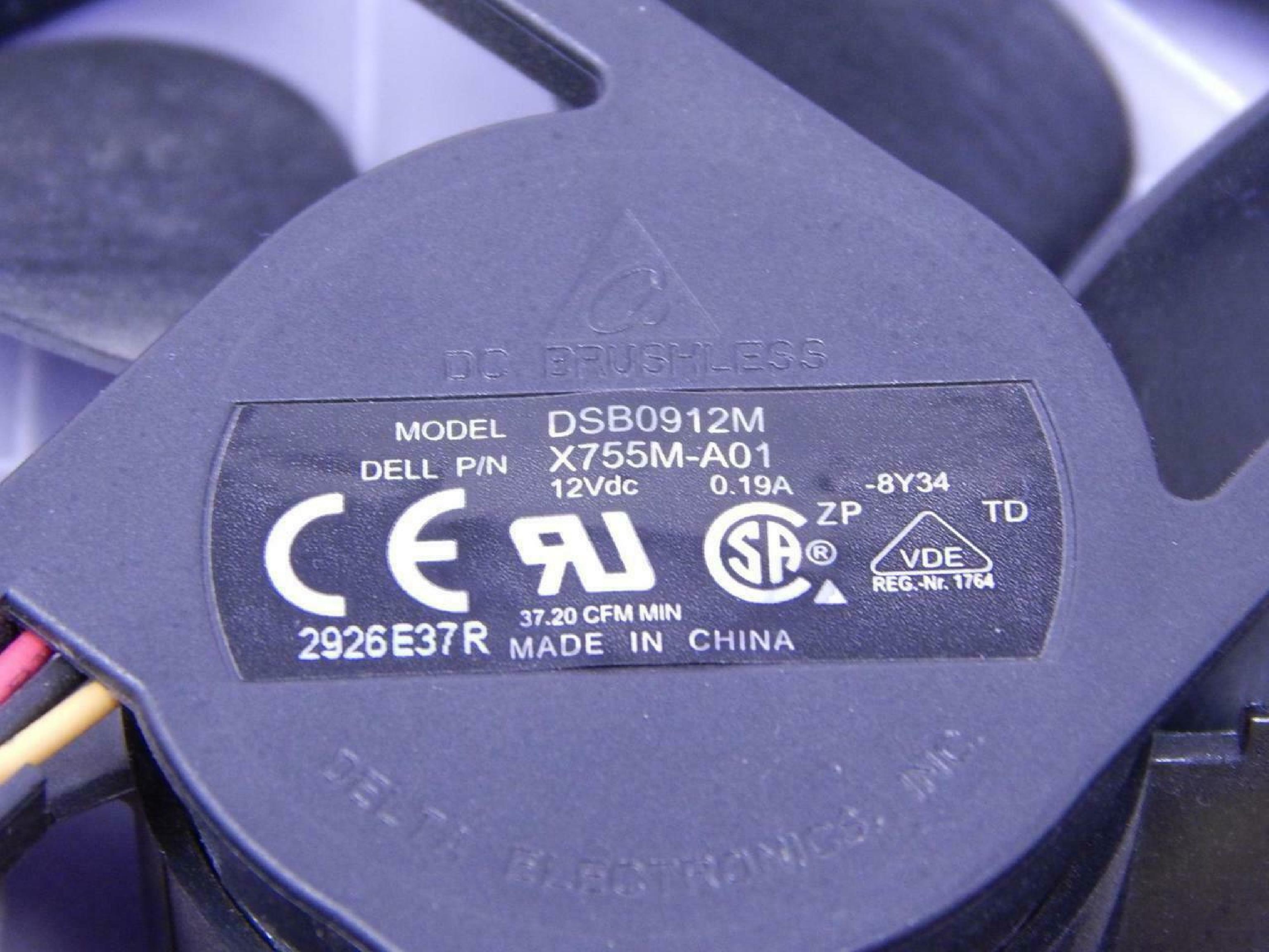 DELTA ELECTRONICS INC DSB0912M DELTA DSB0912M 92 X 92 X 25 MM # DC 12V 0.19A