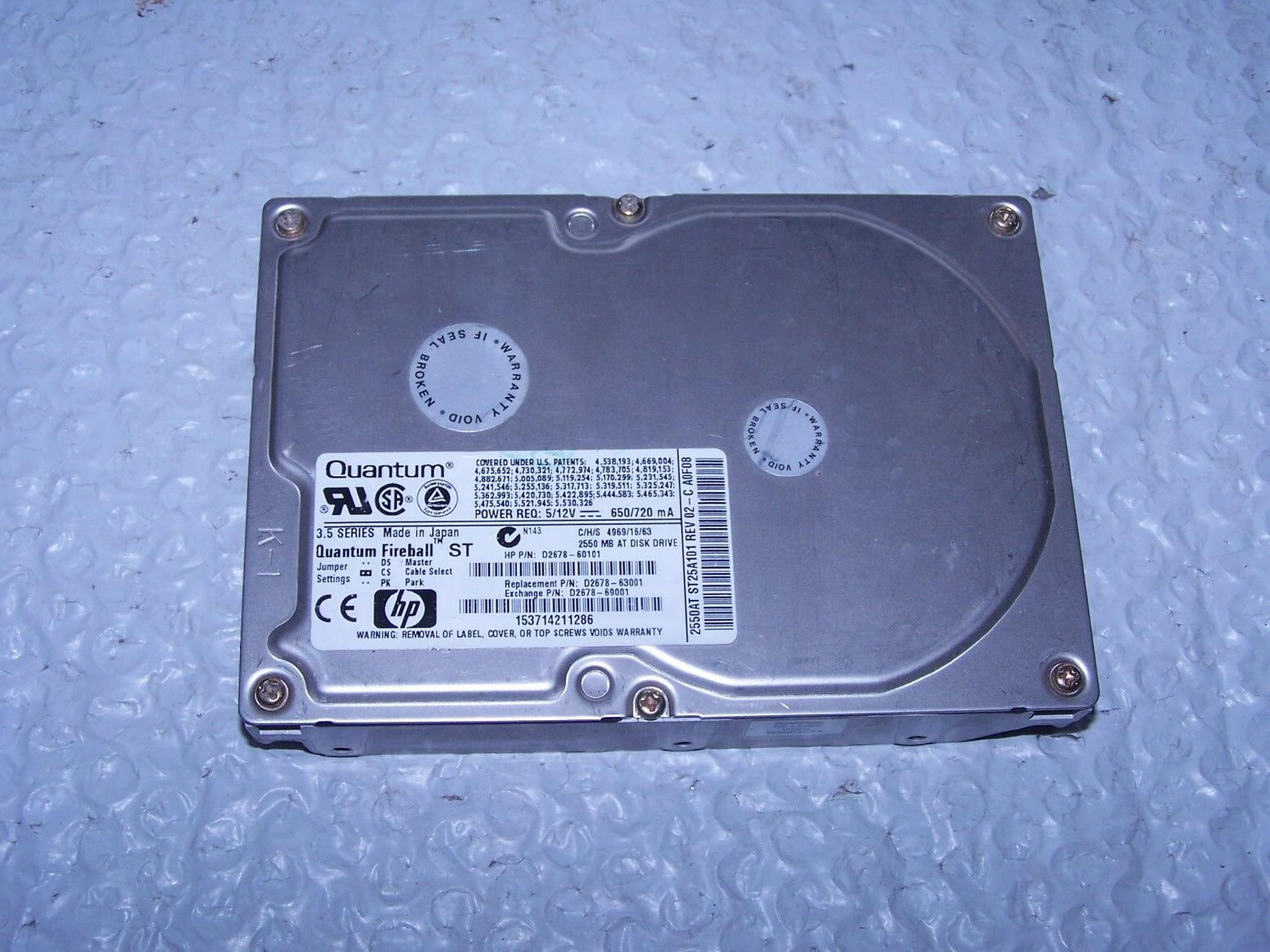 QUANTUM D2678-60101 D2678-60101 2.5GB IDE 3.5INCH 5400 RPM HARD DRIVE