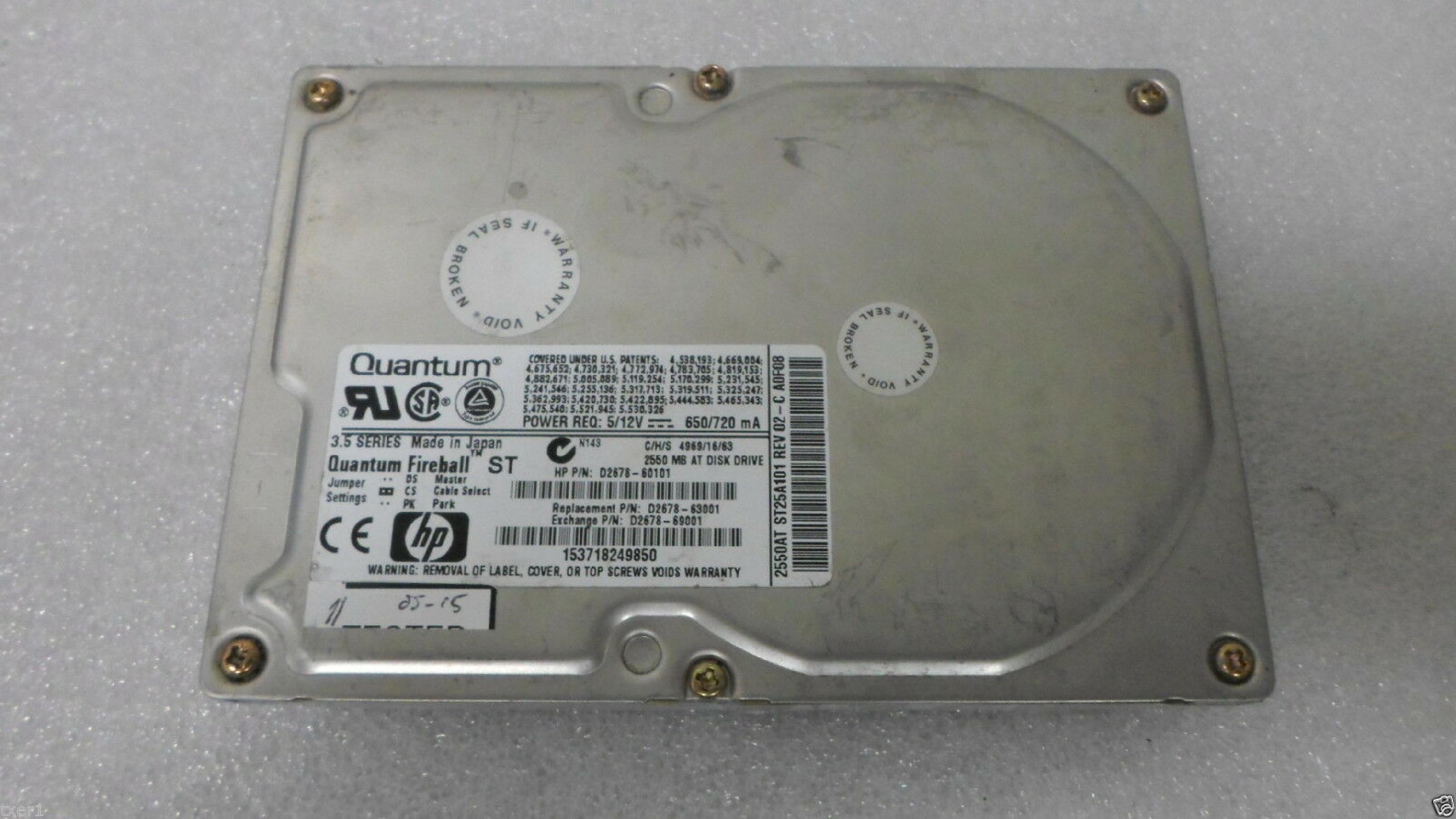 QUANTUM D2678-60101 D2678-60101 2.5GB IDE 3.5INCH 5400 RPM HARD DRIVE