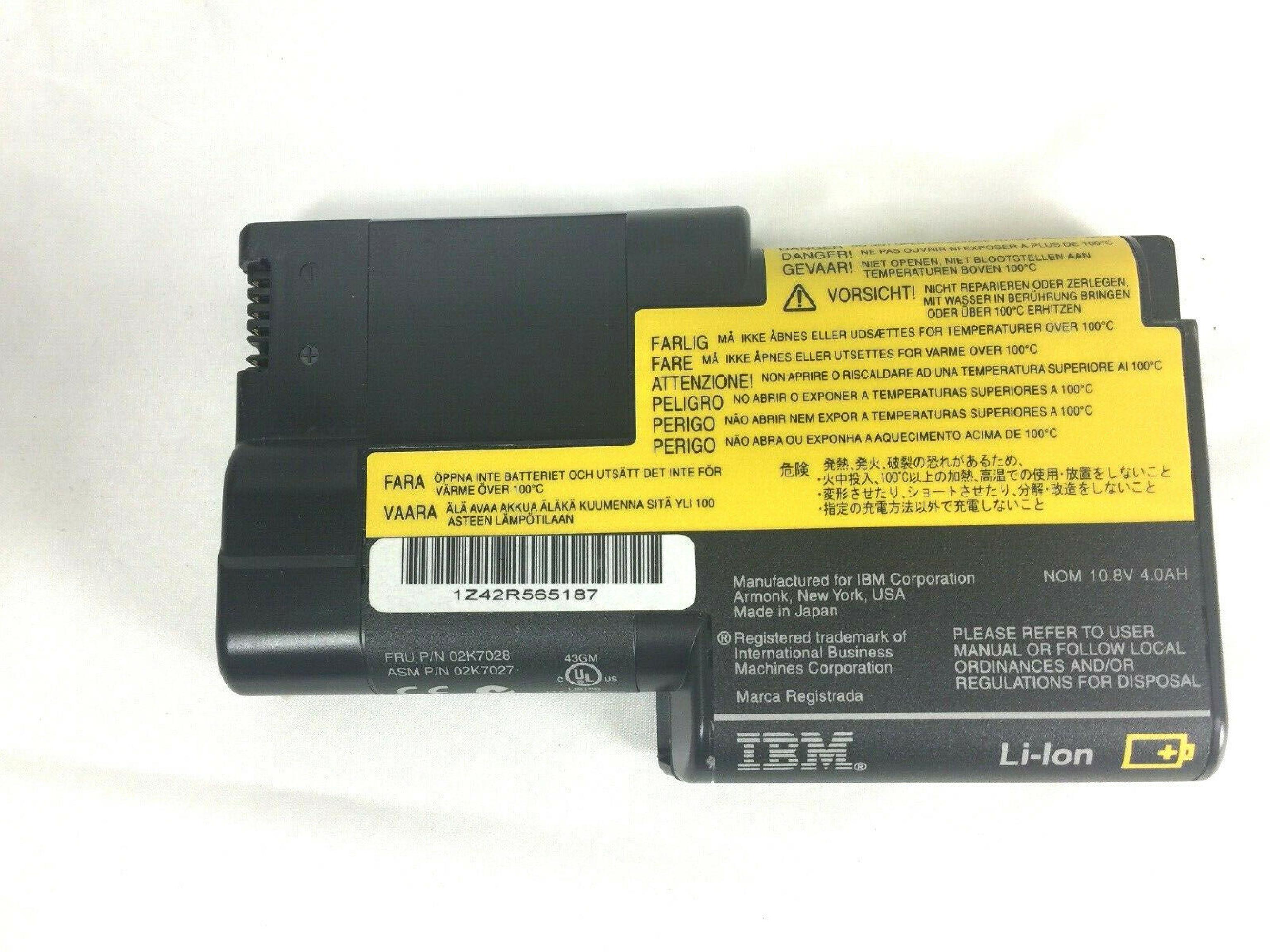 IBM 02K7028 LI-ION LAPTOP BATTERY FOR THINKPAD 02K7027