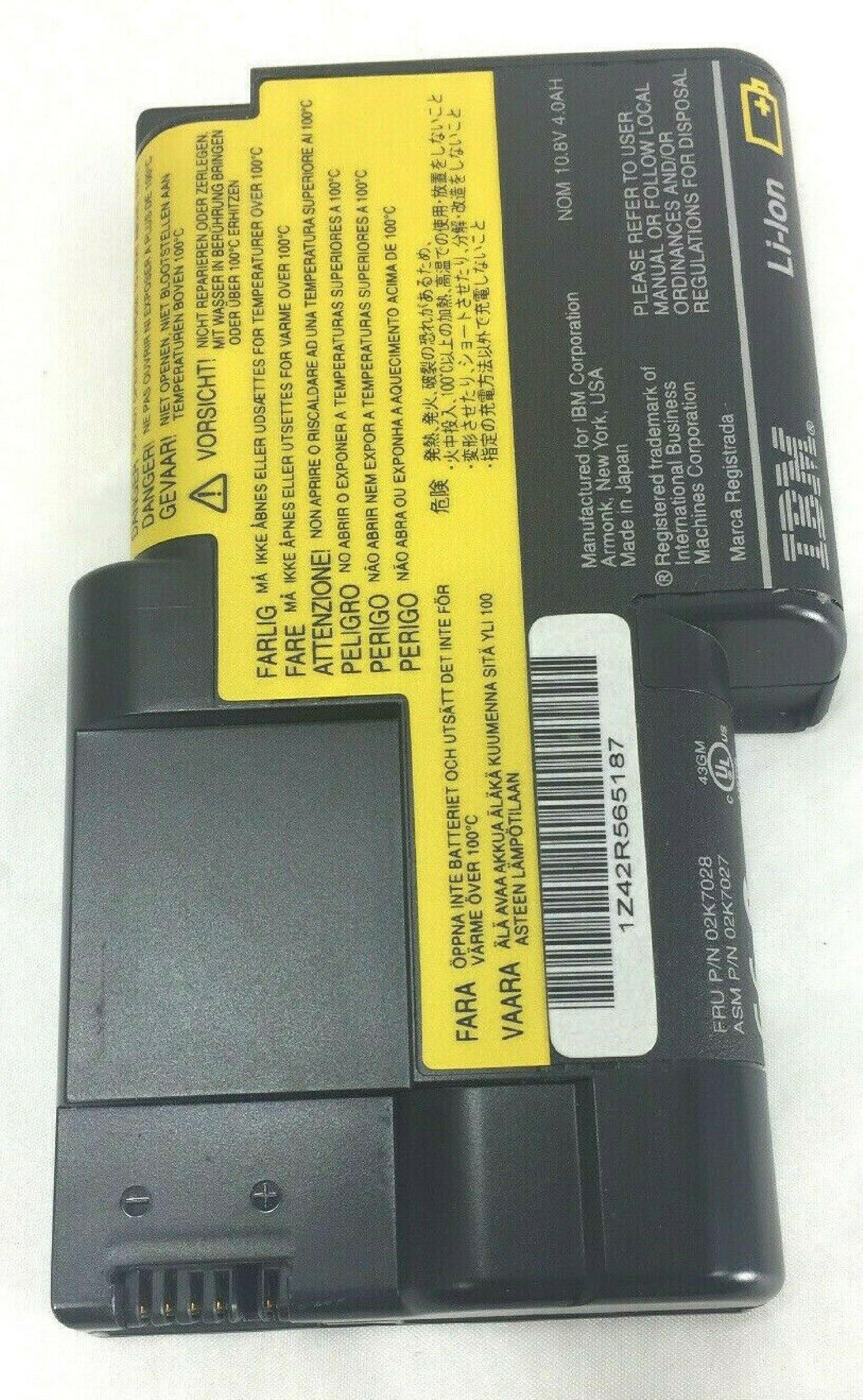 IBM 02K7028 LI-ION LAPTOP BATTERY FOR THINKPAD 02K7027