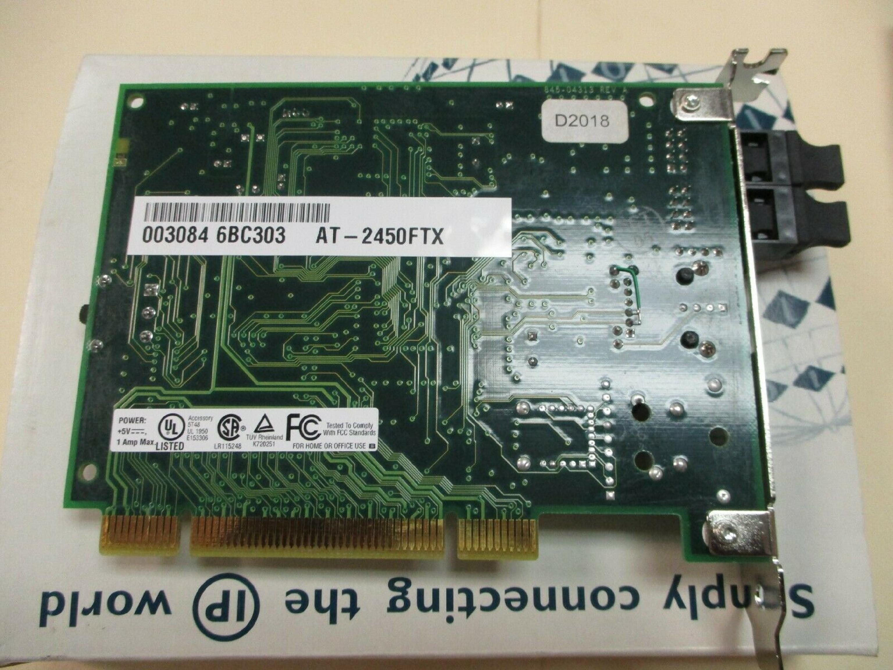 ALLIED AT-2450FTX PCI 10MBP ATI PCI 10MB FIBRE - 10/100 ETHERNET NICS ADAPTER CARD