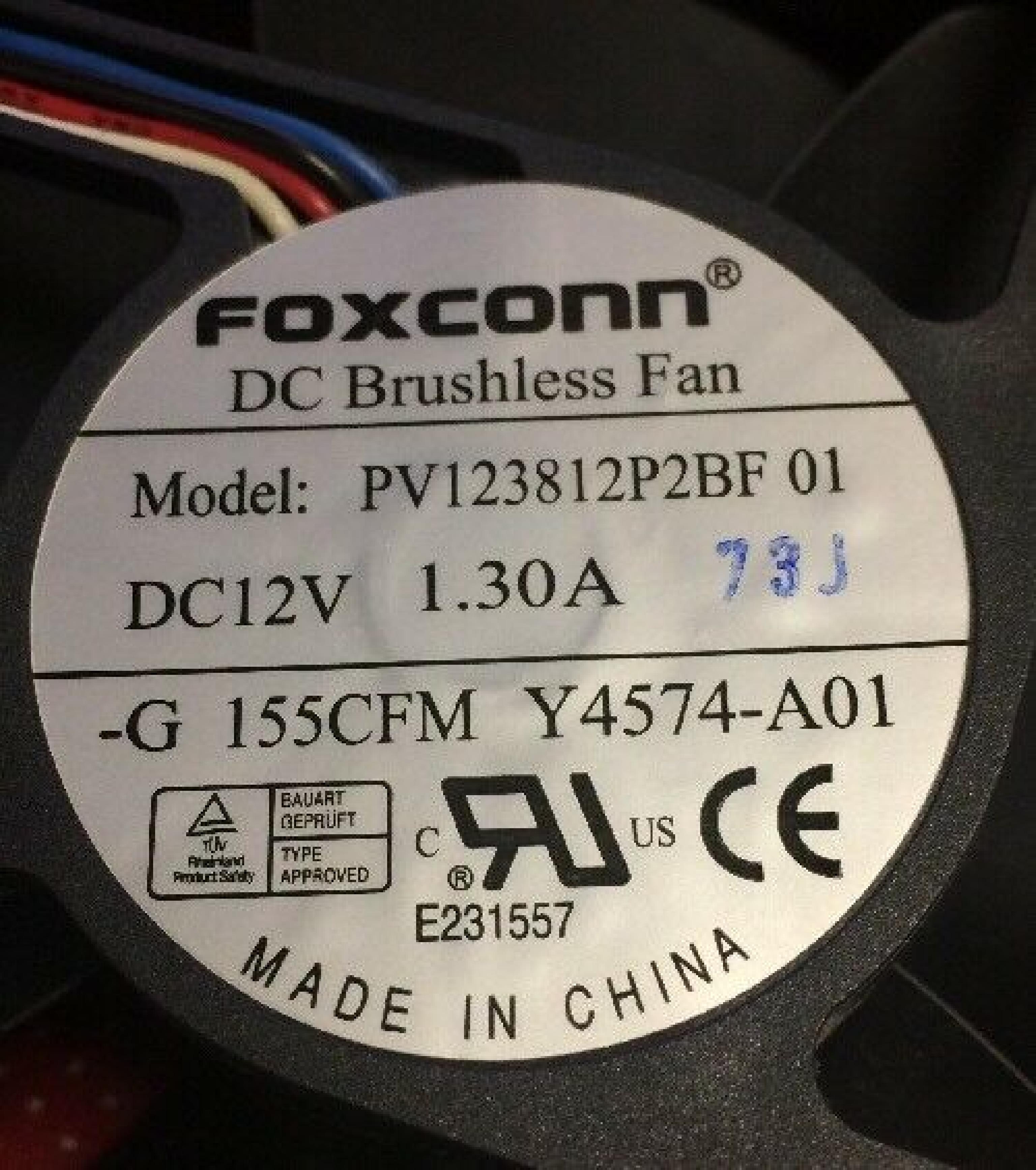 FOXCONN PV123812P2BF 01 FAN DELL 12V DC 1.30AMP 4 WIRE CASE FAN 120X120X38MM