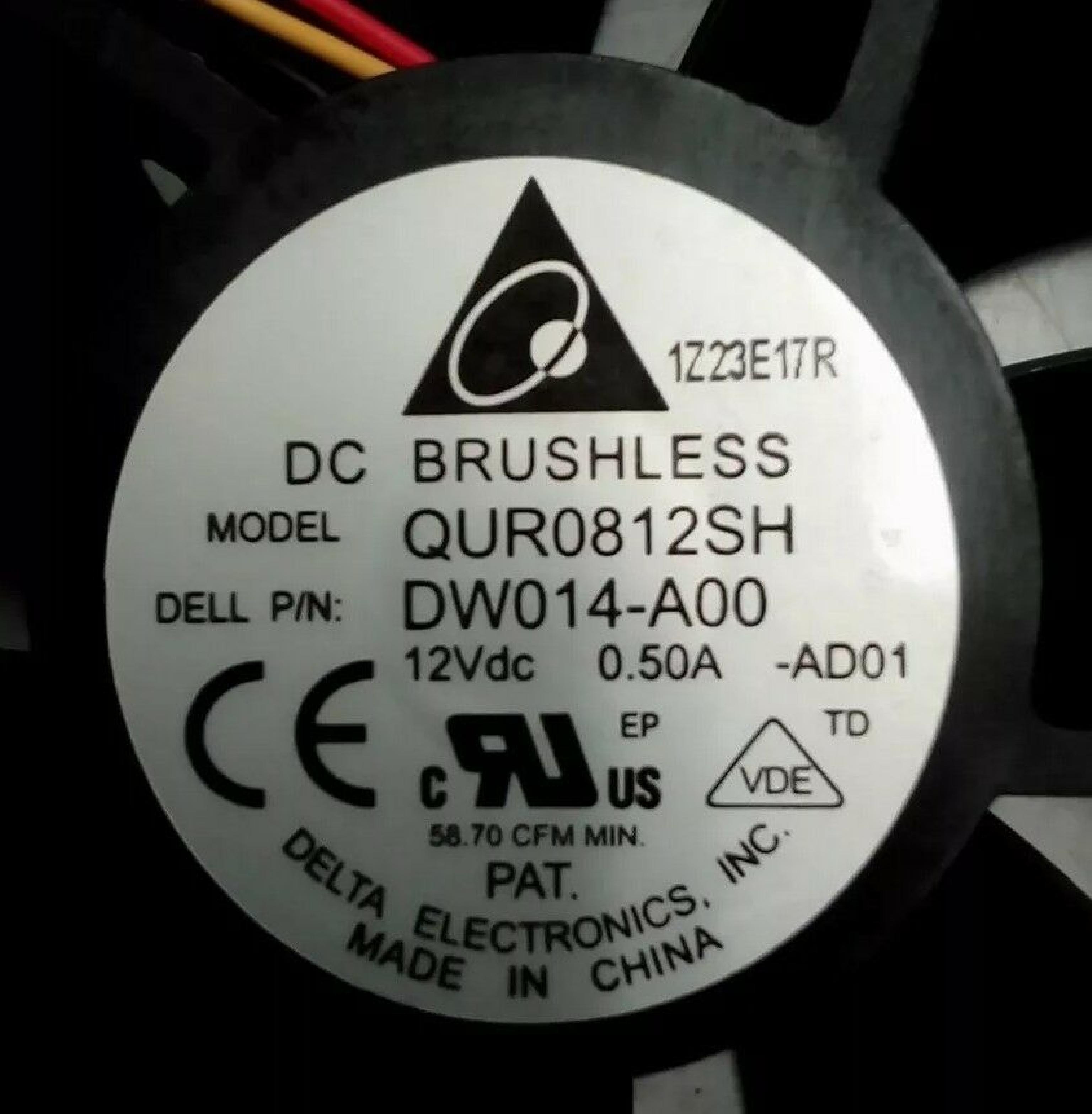 DELTA ELECTRONICS INC DW014-A00 FAN 12VDC 0.06AMP 56.0CFM 80X80X25MM 4 WIRE 5 PIN