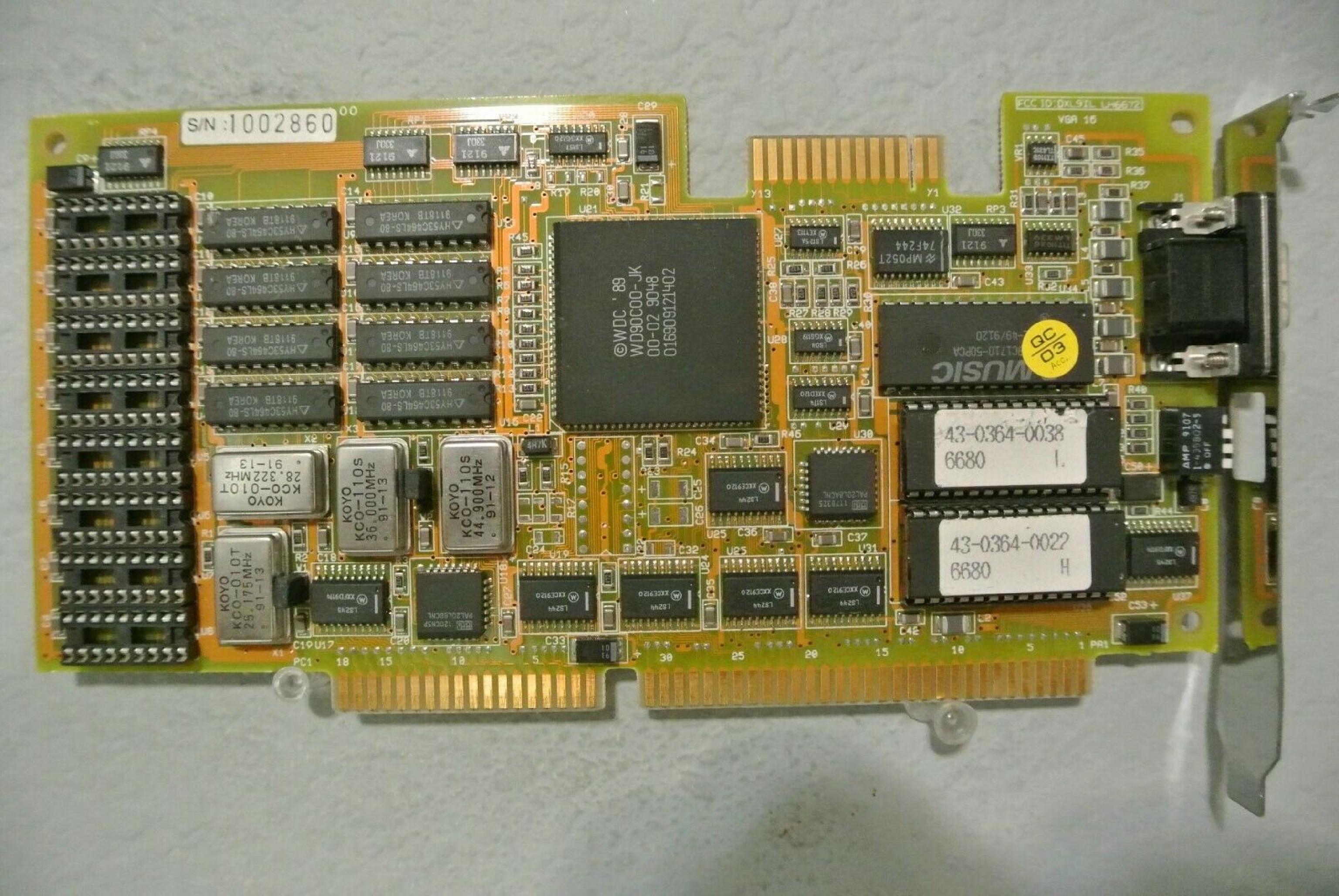 WESTERN DIGITAL / WD WD90C00-JK WESTERN DIGITAL WD90C00 JK 16 BIT ISA VIDEO CARD 01 2HG 003A