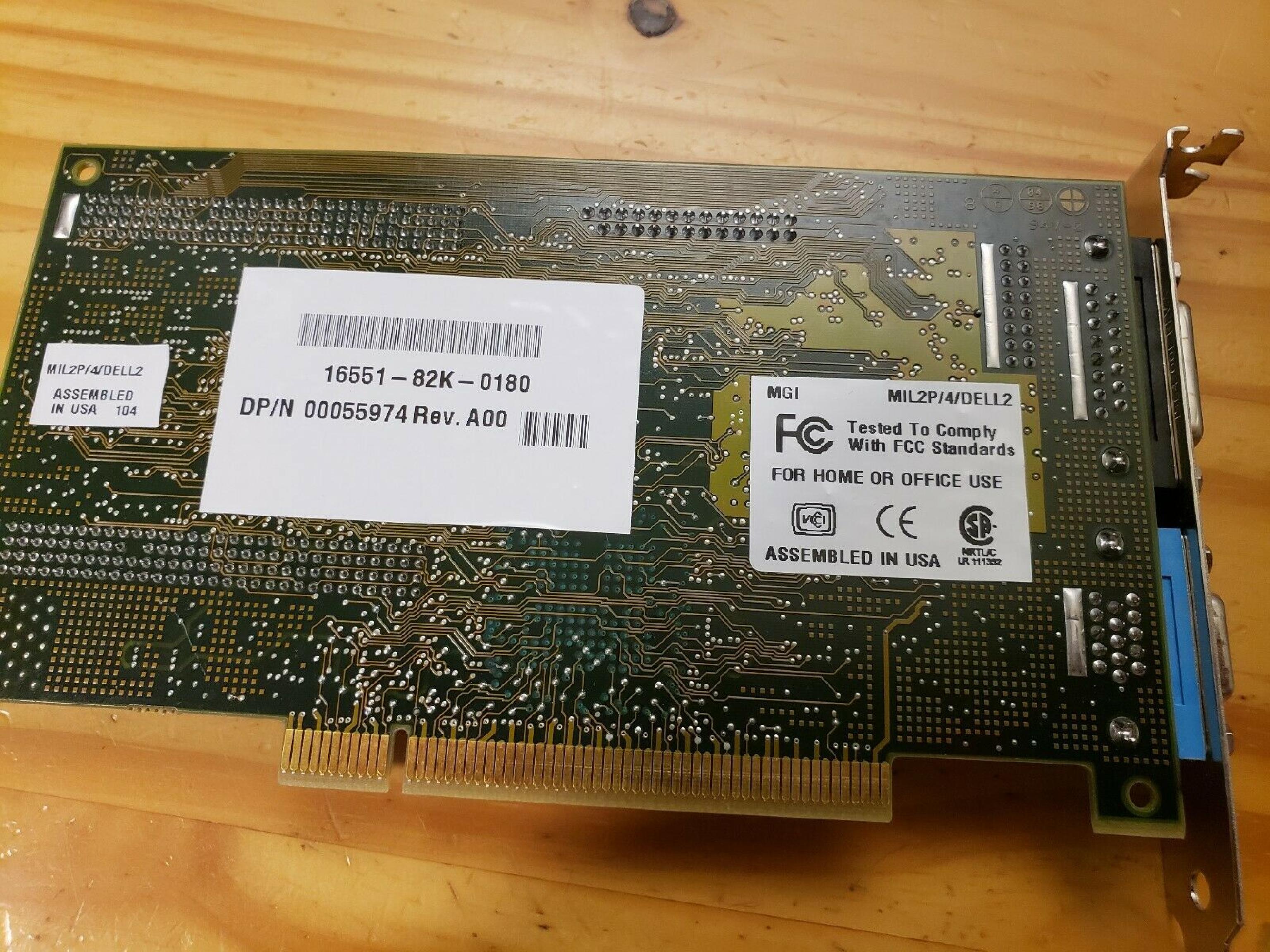 MATROX MIL2P/4/DELL 4MB PCI VIDEO CARD MILLENIUM WITH VGA AND PORTS