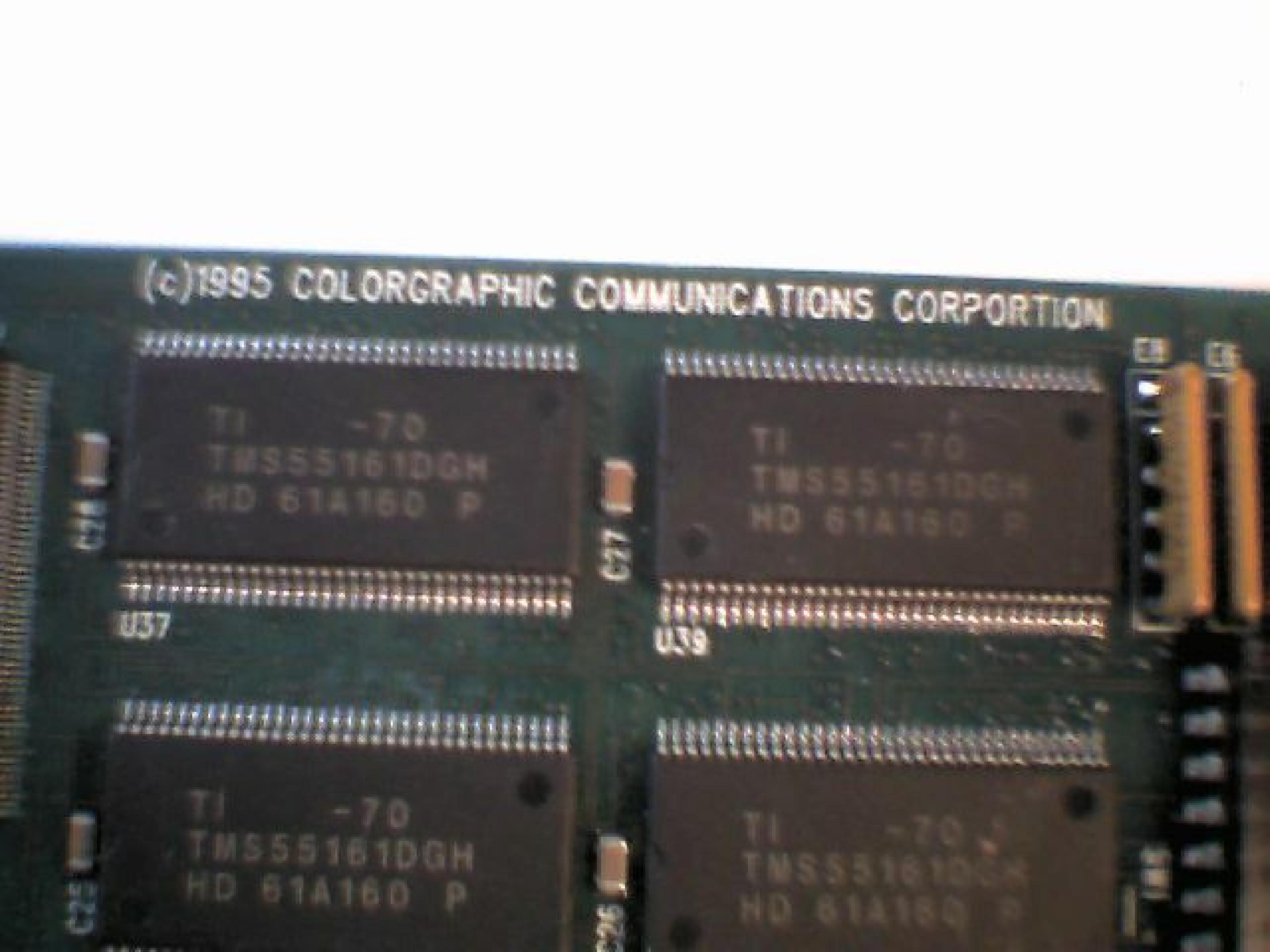 COLORGRAPHIC COMMUNICATIONS CORPORATION PC-602167-R3 DUAL MONITOR MCA DISPLAY CARD MEGA-LIGHTNING